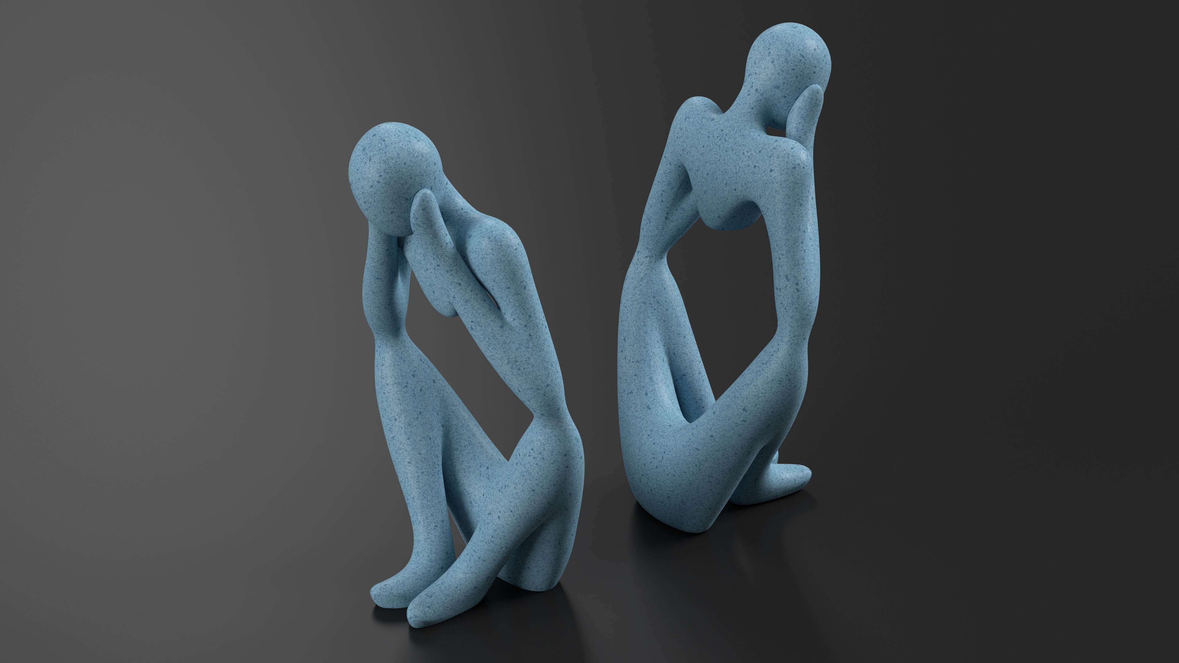 Contemplative Human Statuette 3D model