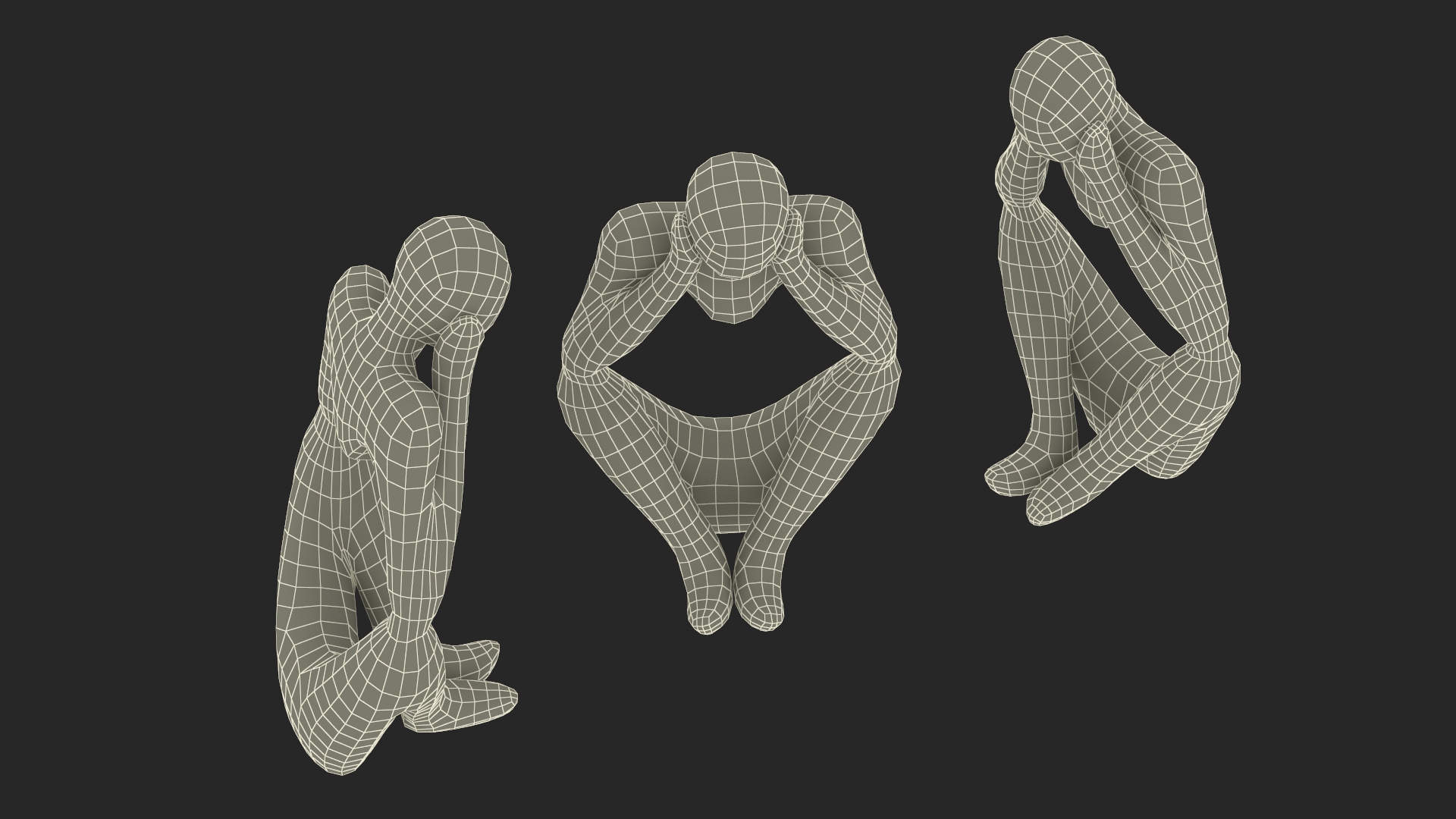 Contemplative Human Statuette 3D model
