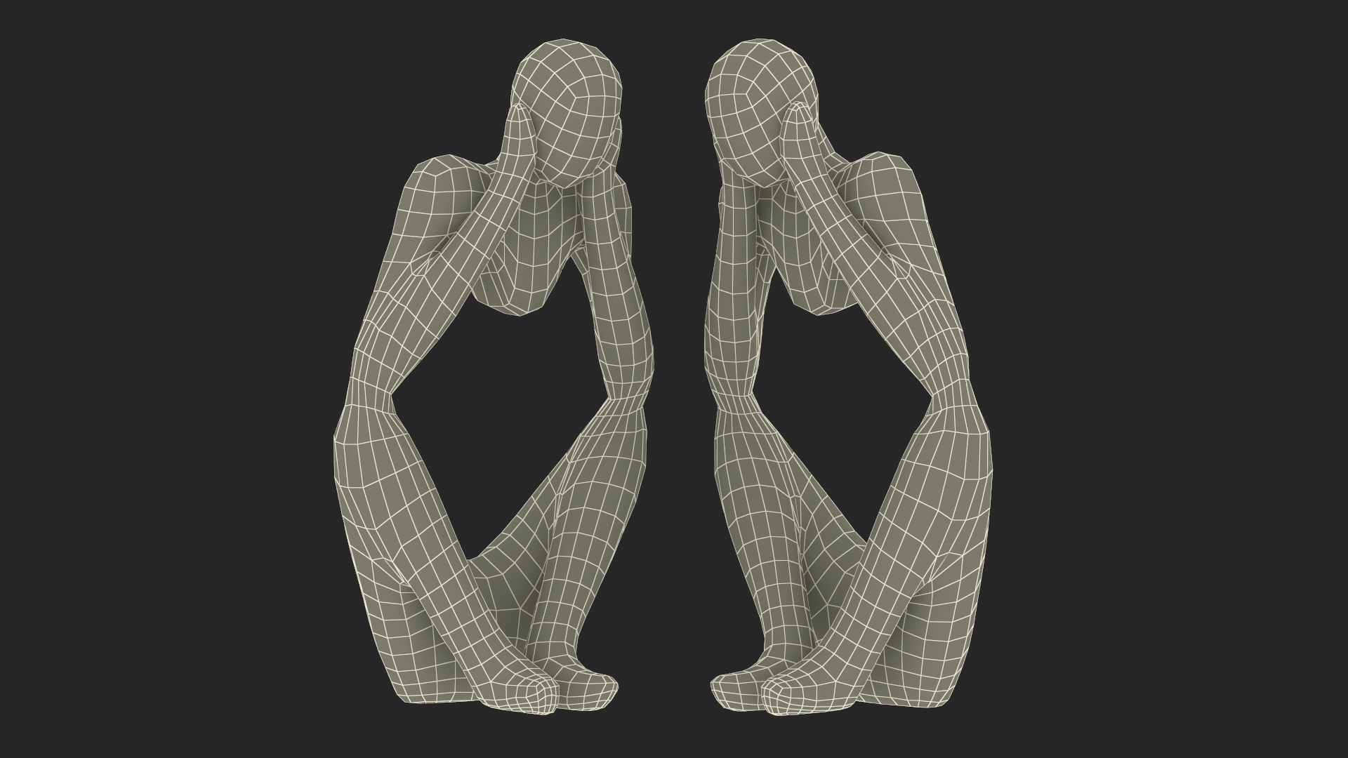 Contemplative Human Statuette 3D model