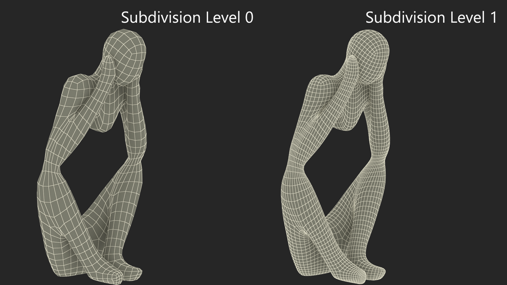 Contemplative Human Statuette 3D model