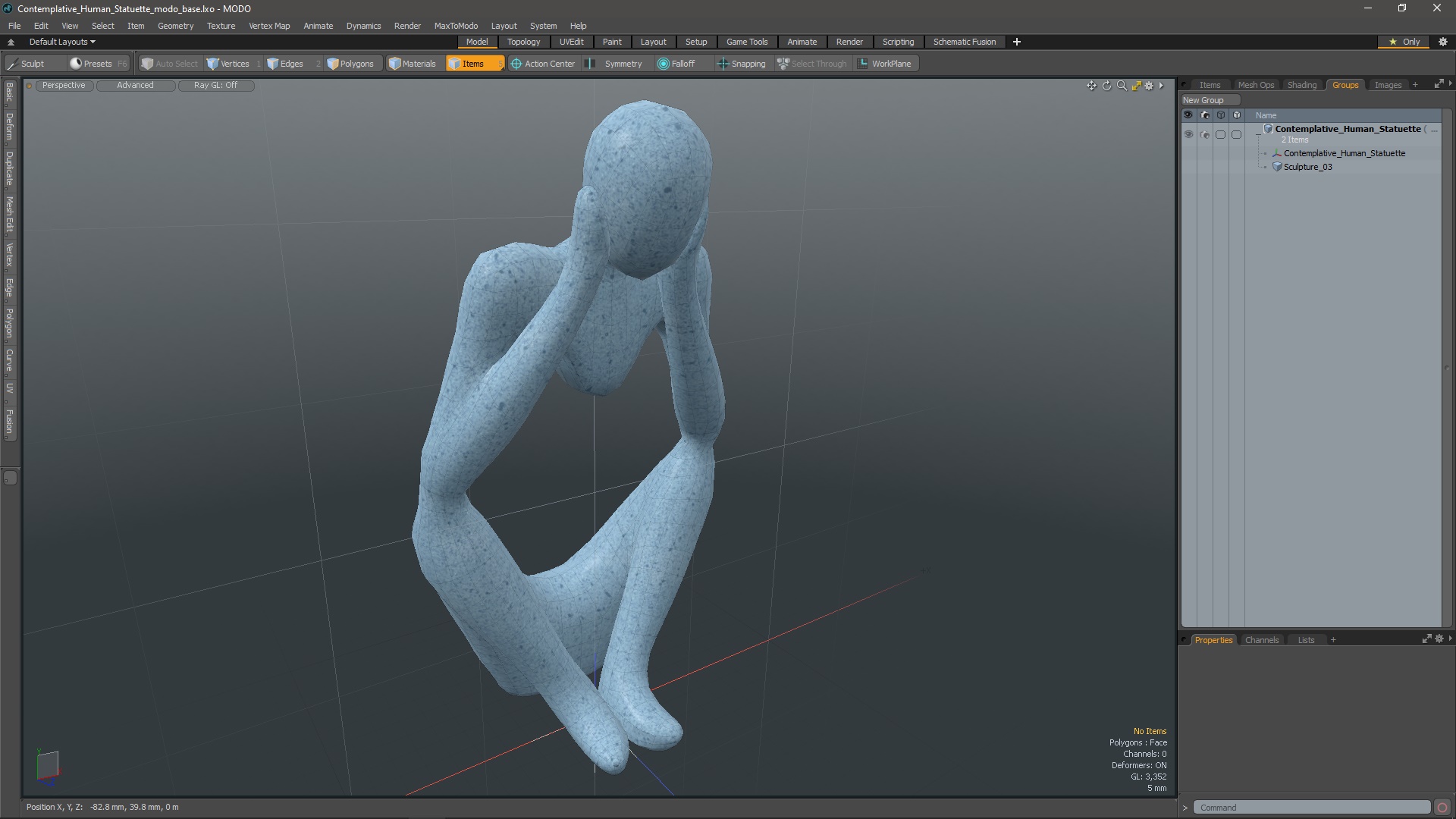Contemplative Human Statuette 3D model