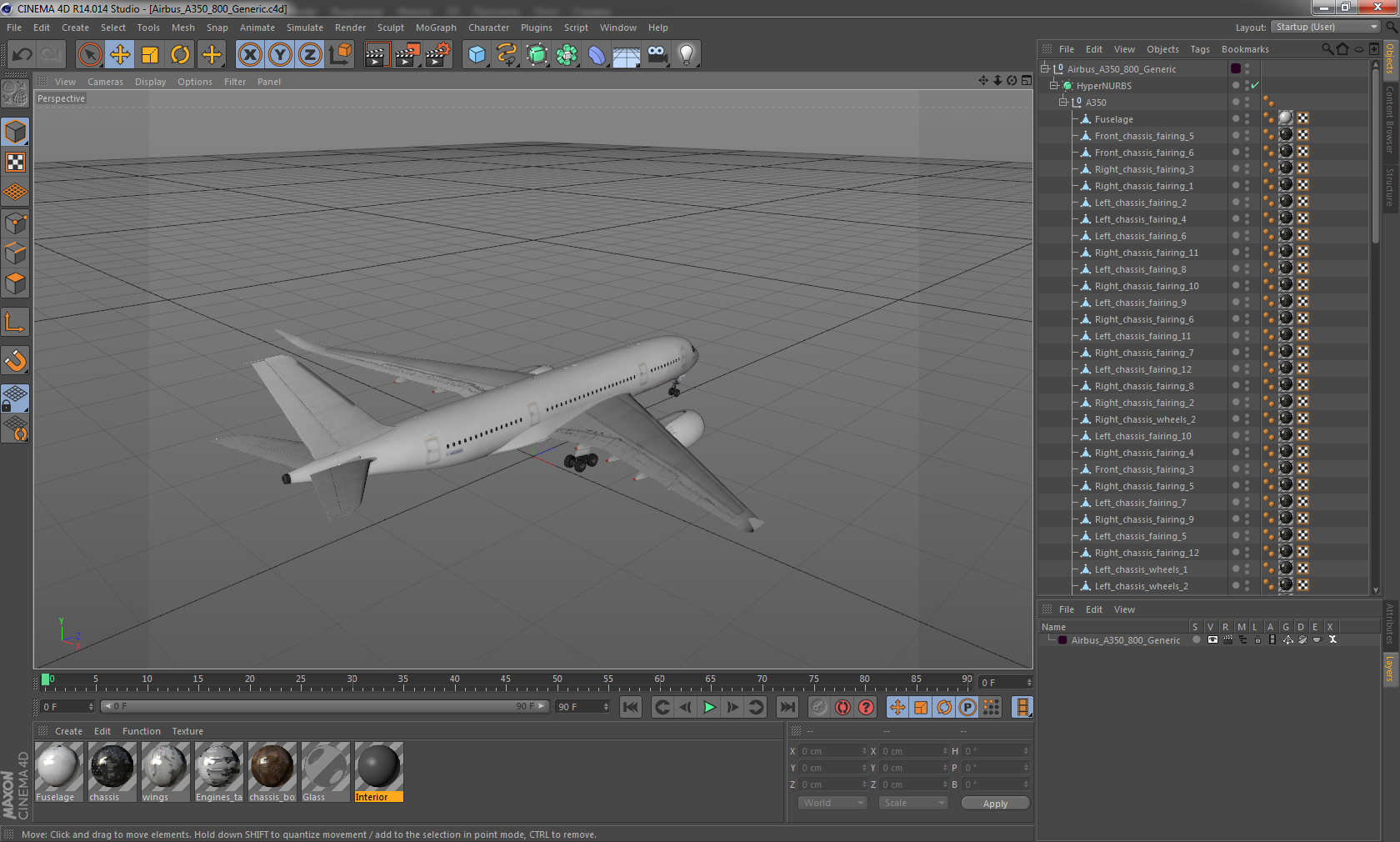 3D Airbus A350 800 Generic model