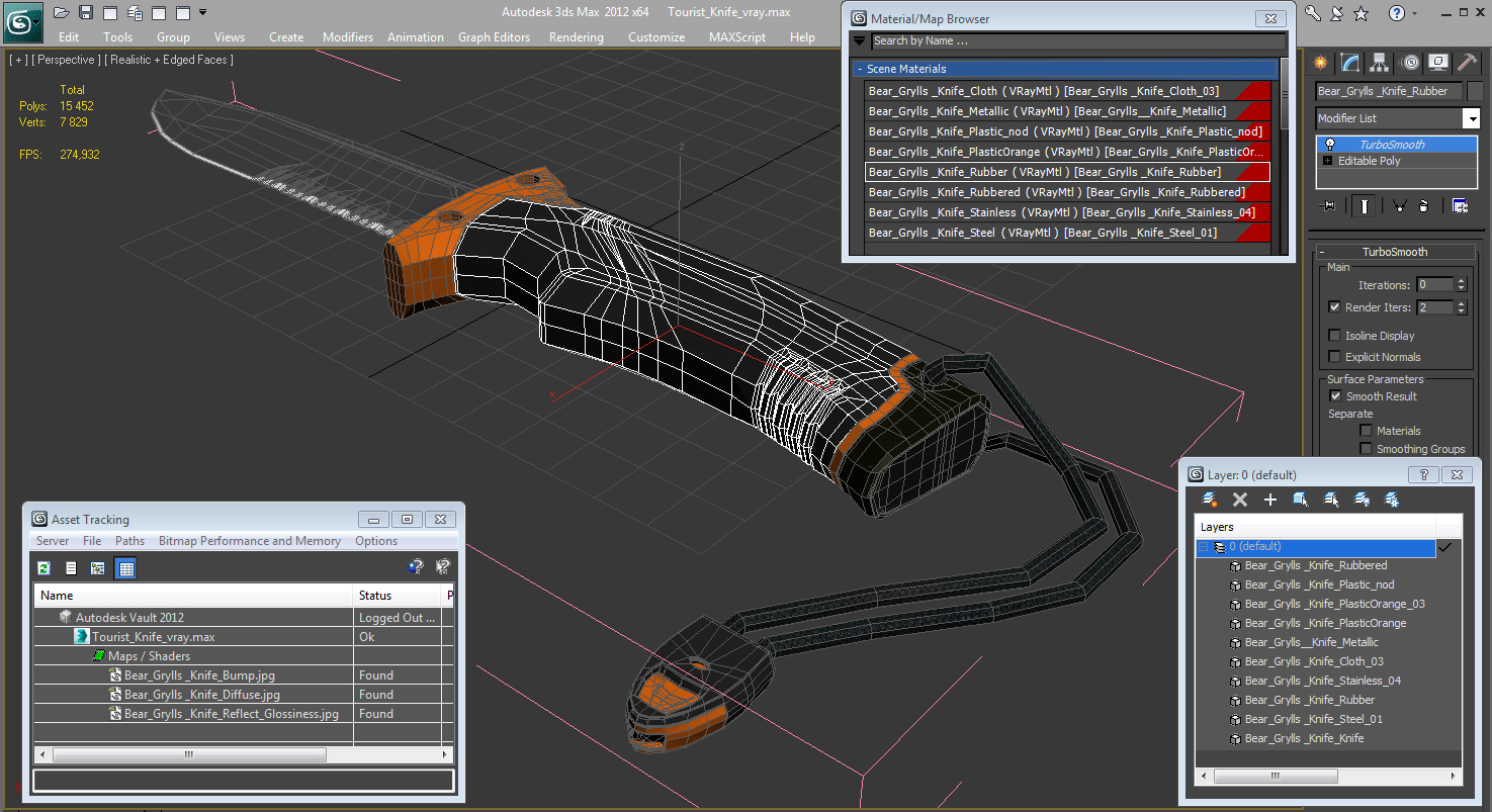 3D Tourist Knife model