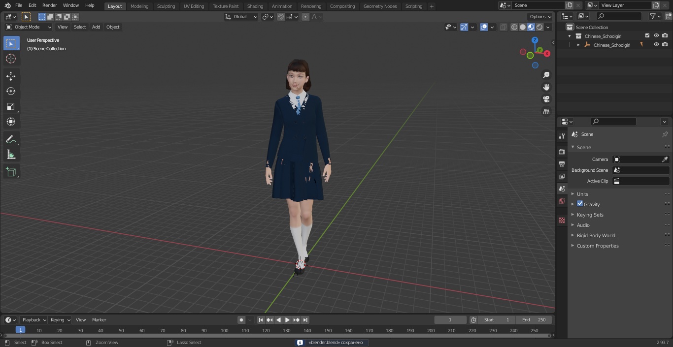 3D Chinese Schoolgirl model