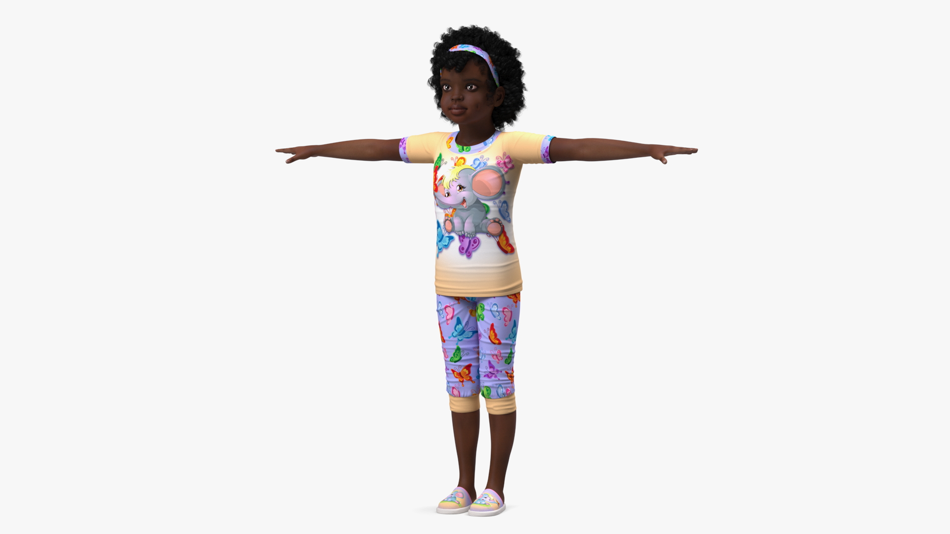 Black Child Girl Home Style T-pose 3D model
