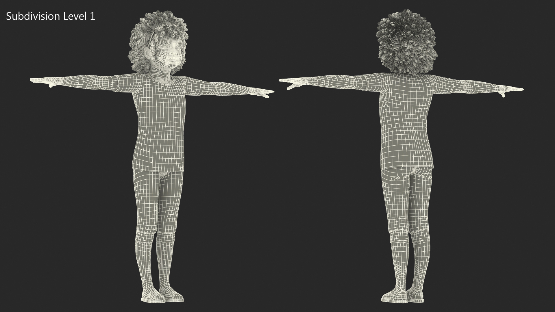Black Child Girl Home Style T-pose 3D model