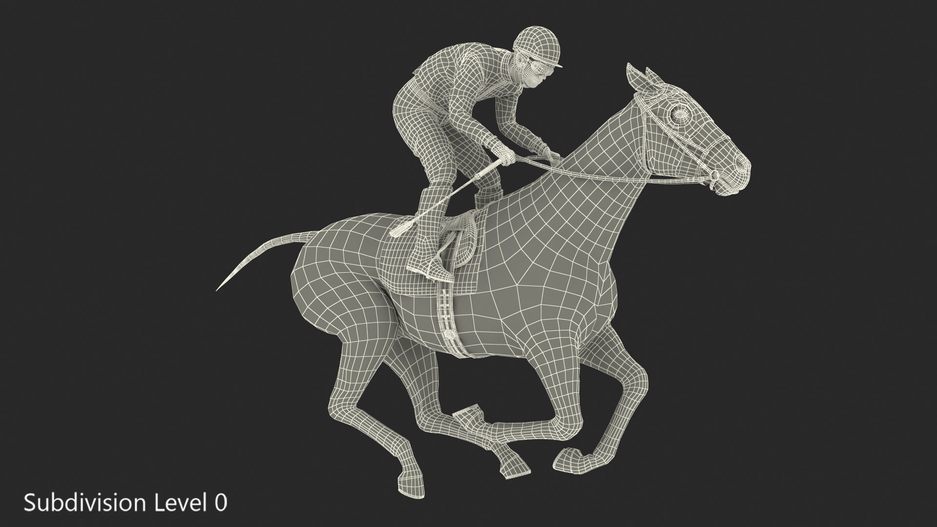 3D Gallop Bay Racing Horse with Jokey Fur model