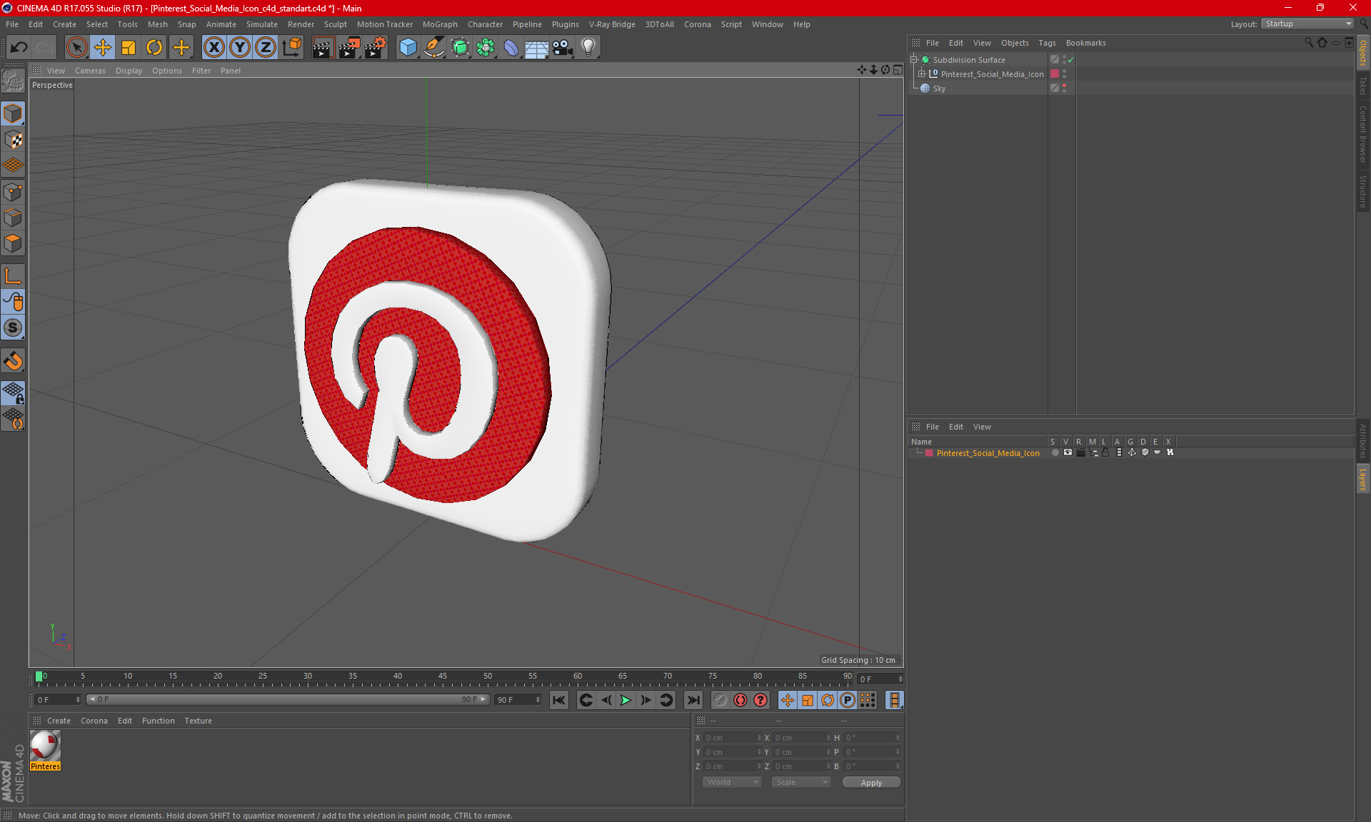 Pinterest Social Media Icon 3D