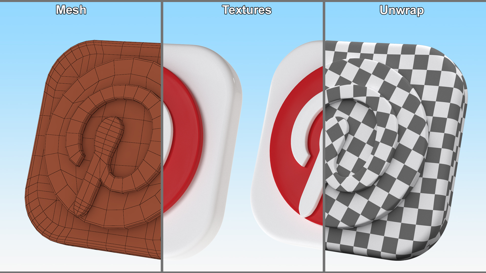 Pinterest Social Media Icon 3D