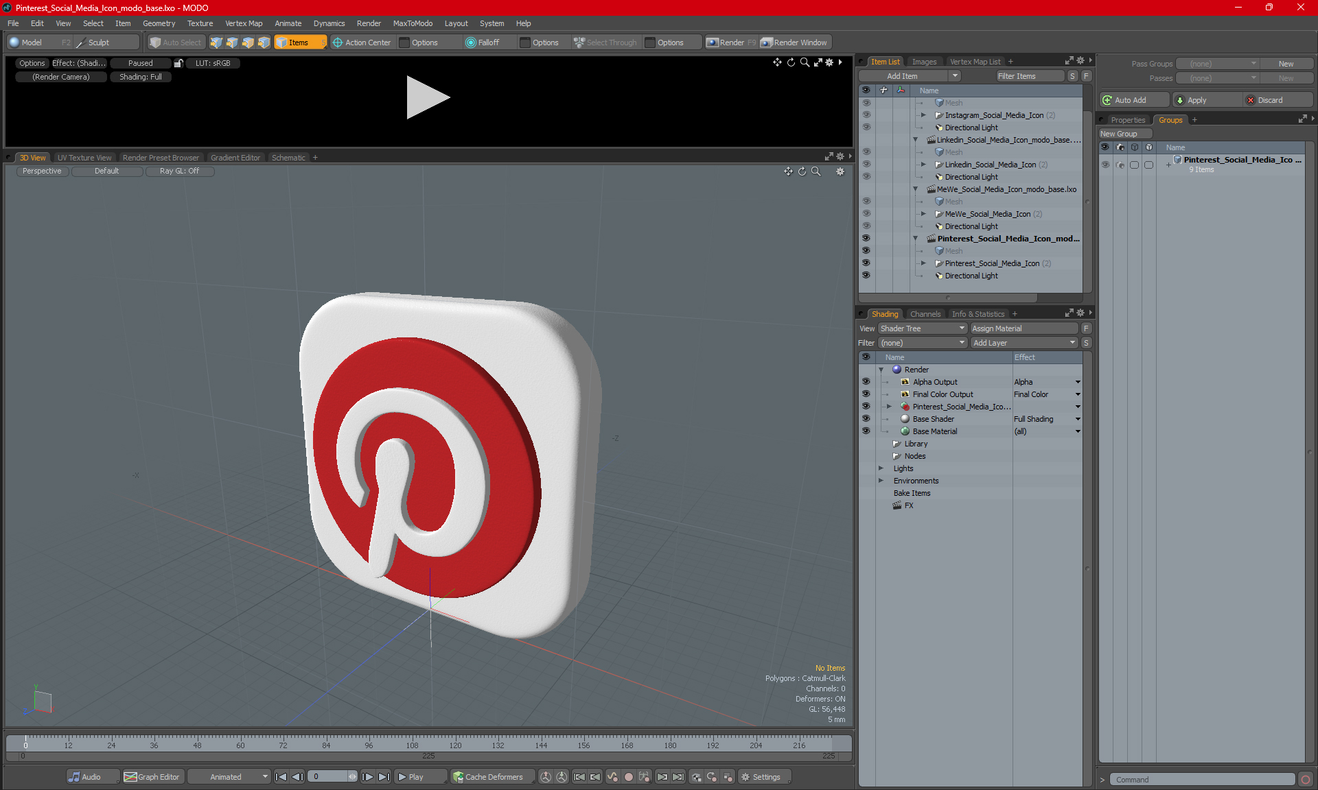 Pinterest Social Media Icon 3D