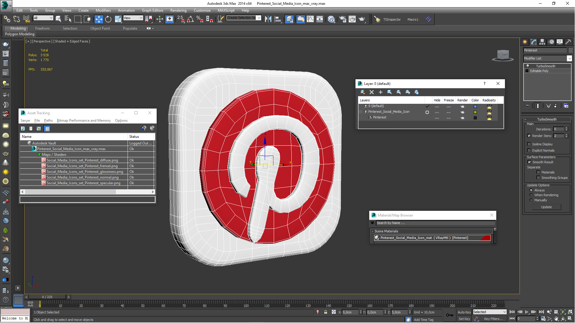 Pinterest Social Media Icon 3D