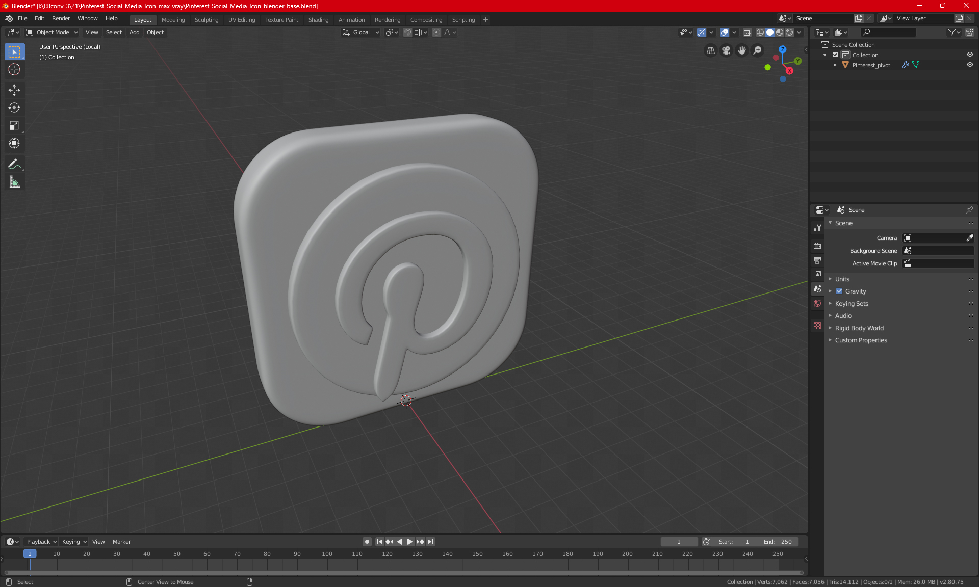 Pinterest Social Media Icon 3D