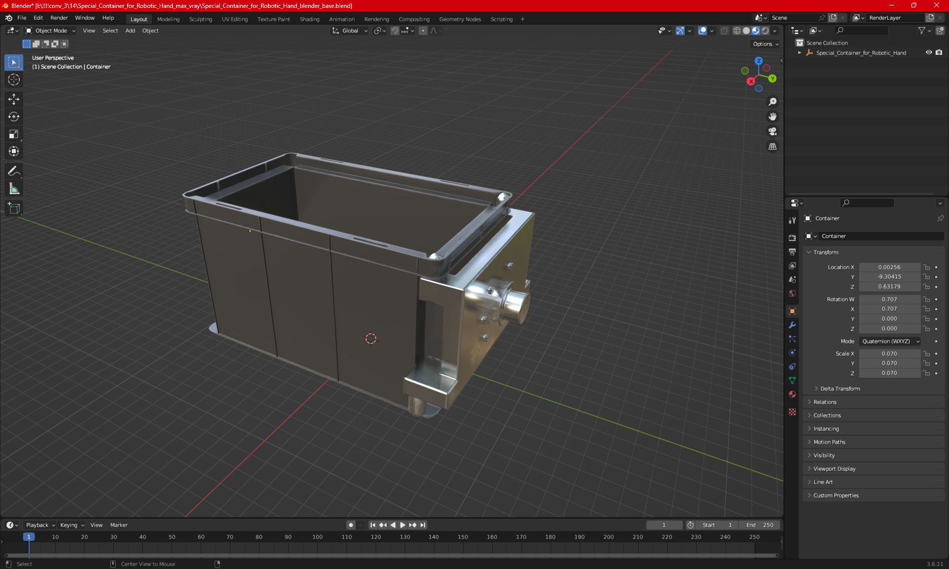 Special Container for Robotic Hand 3D model