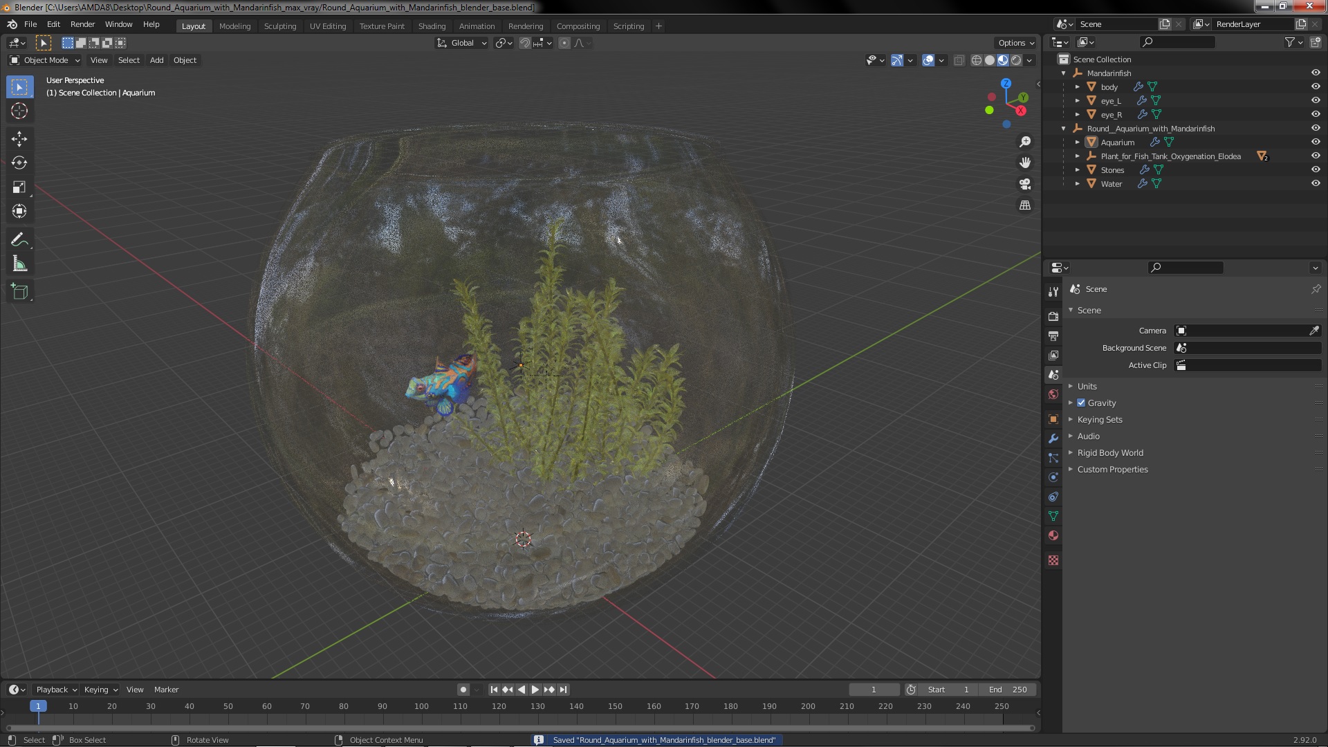 Round Aquarium with Mandarinfish 3D