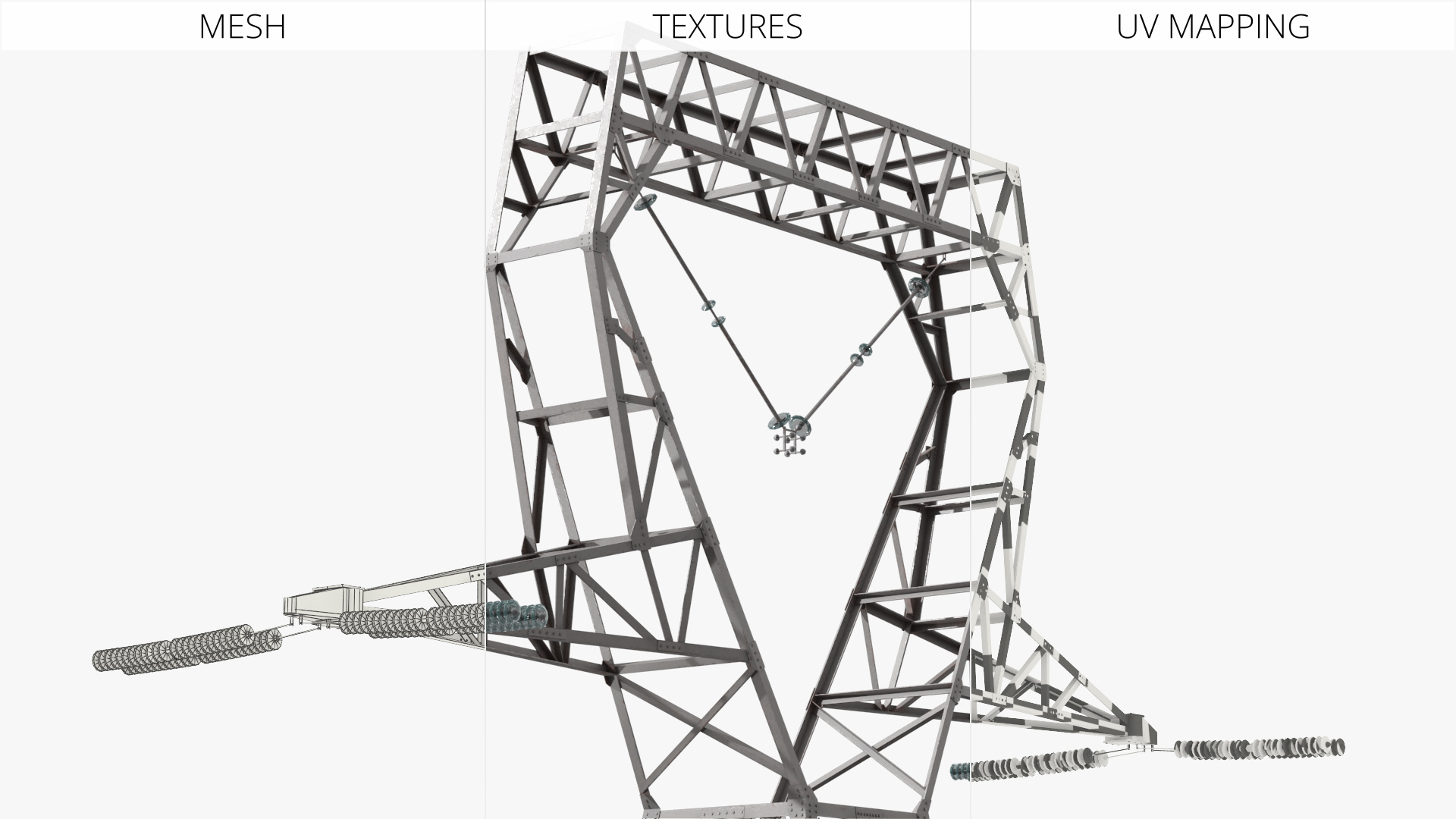 Lattice Electrical Transmission Tower Gray - view 8