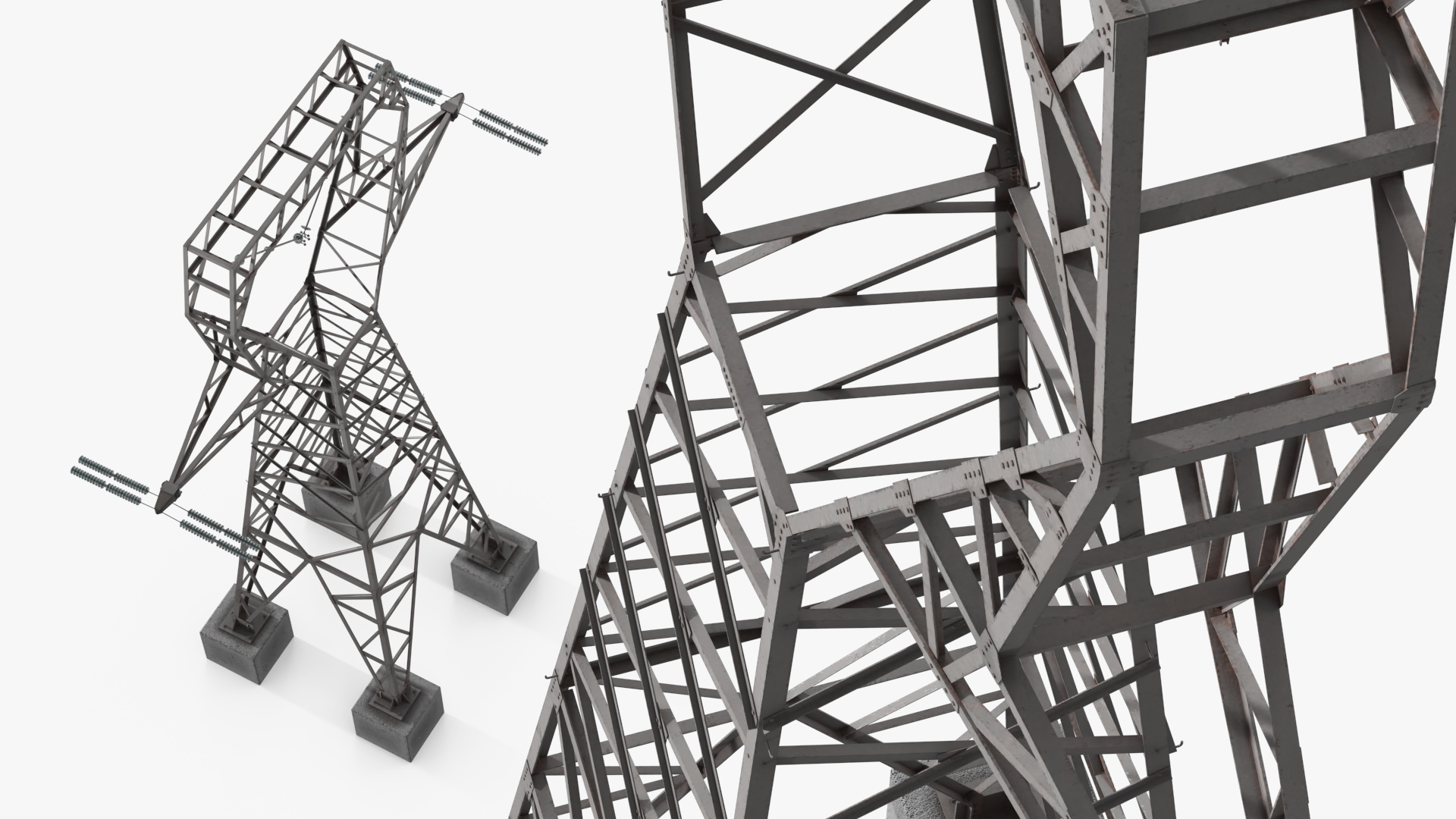 Lattice Electrical Transmission Tower Gray - view 4