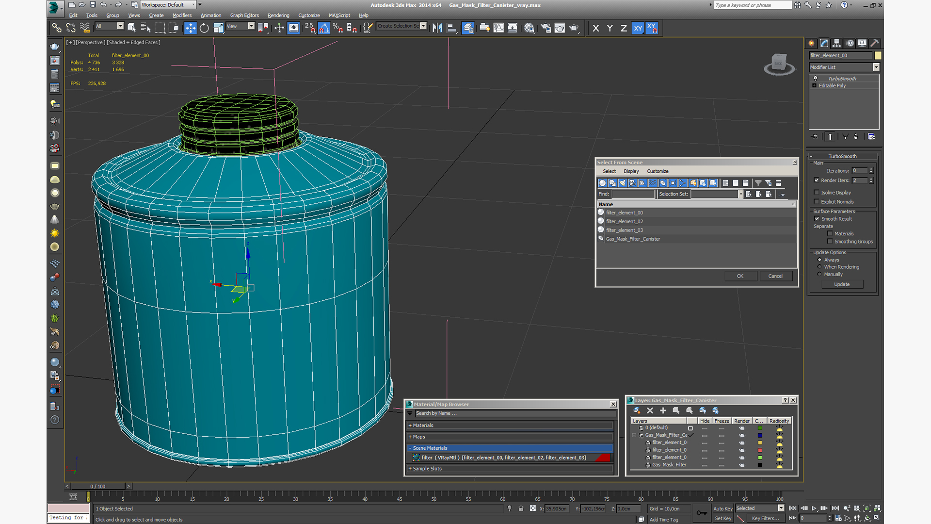 Gas Mask Filter Canister 3D model
