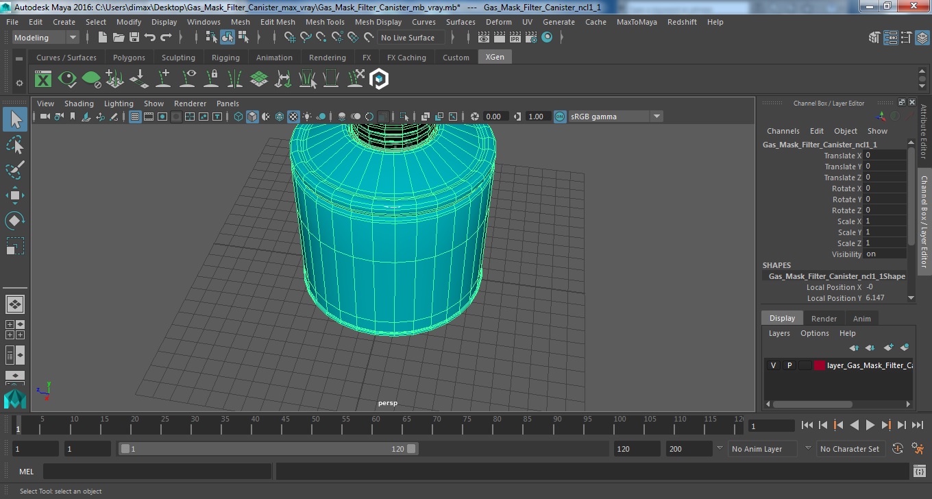 Gas Mask Filter Canister 3D model
