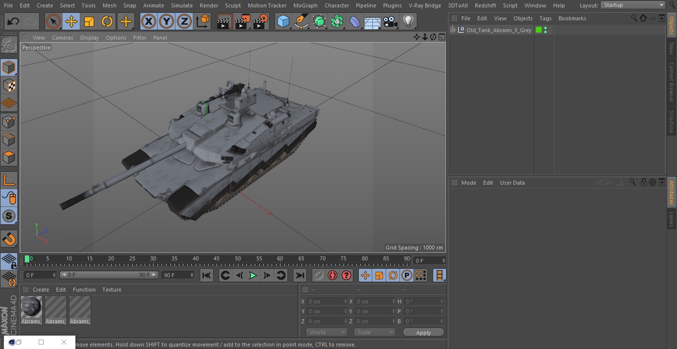 Old Tank Abrams X Grey 3D
