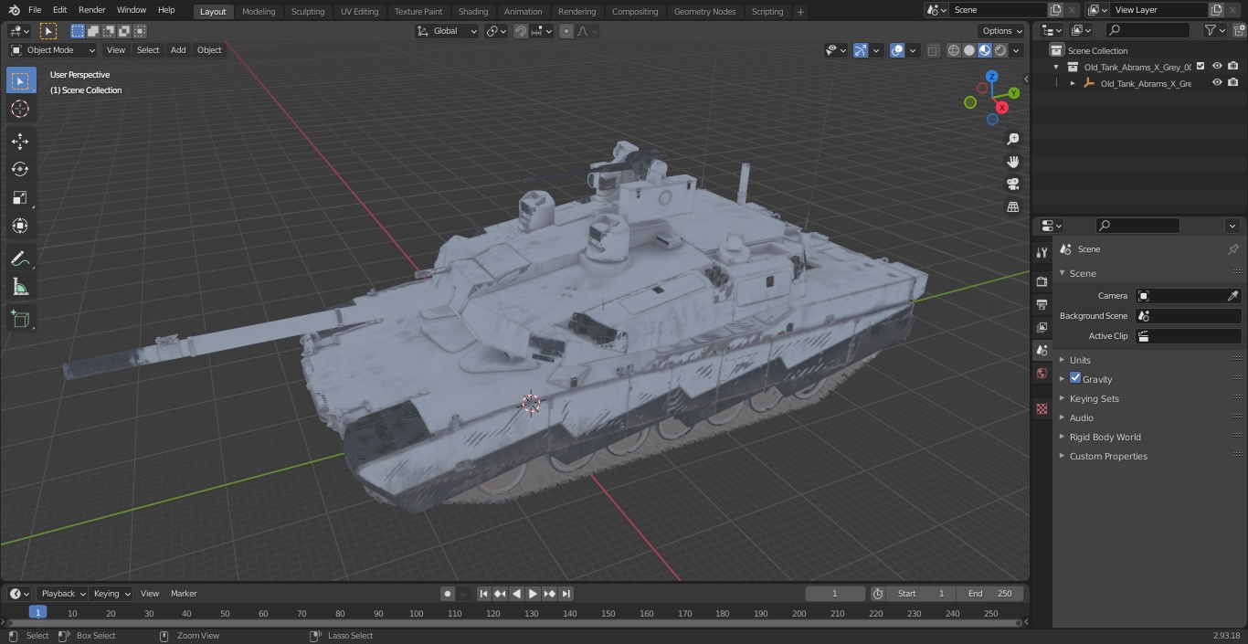 Old Tank Abrams X Grey 3D