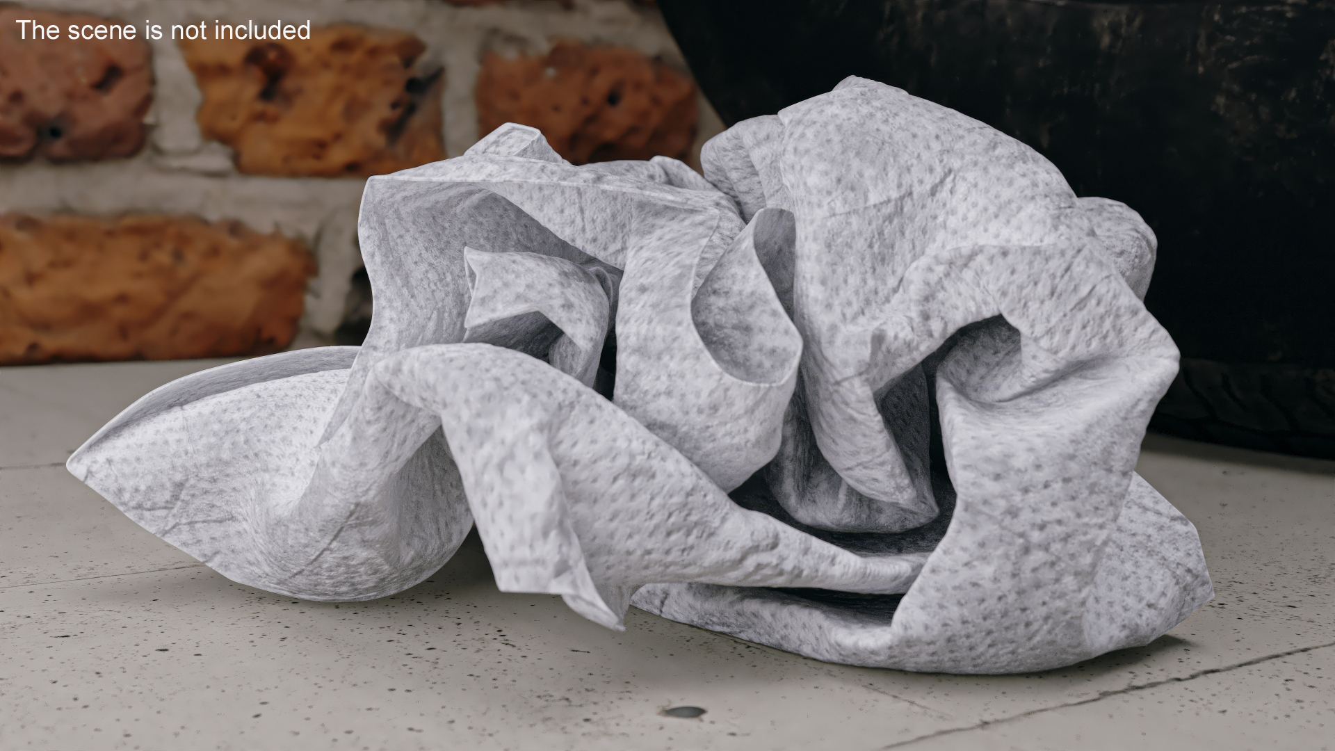 3D Napkin Crumpled Dirty