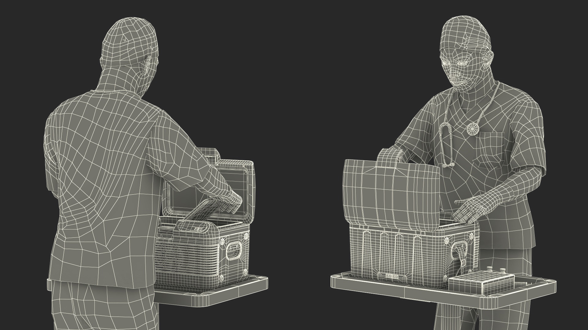 3D model Healthcare Worker with Labcold Portable Vaccine Carrier