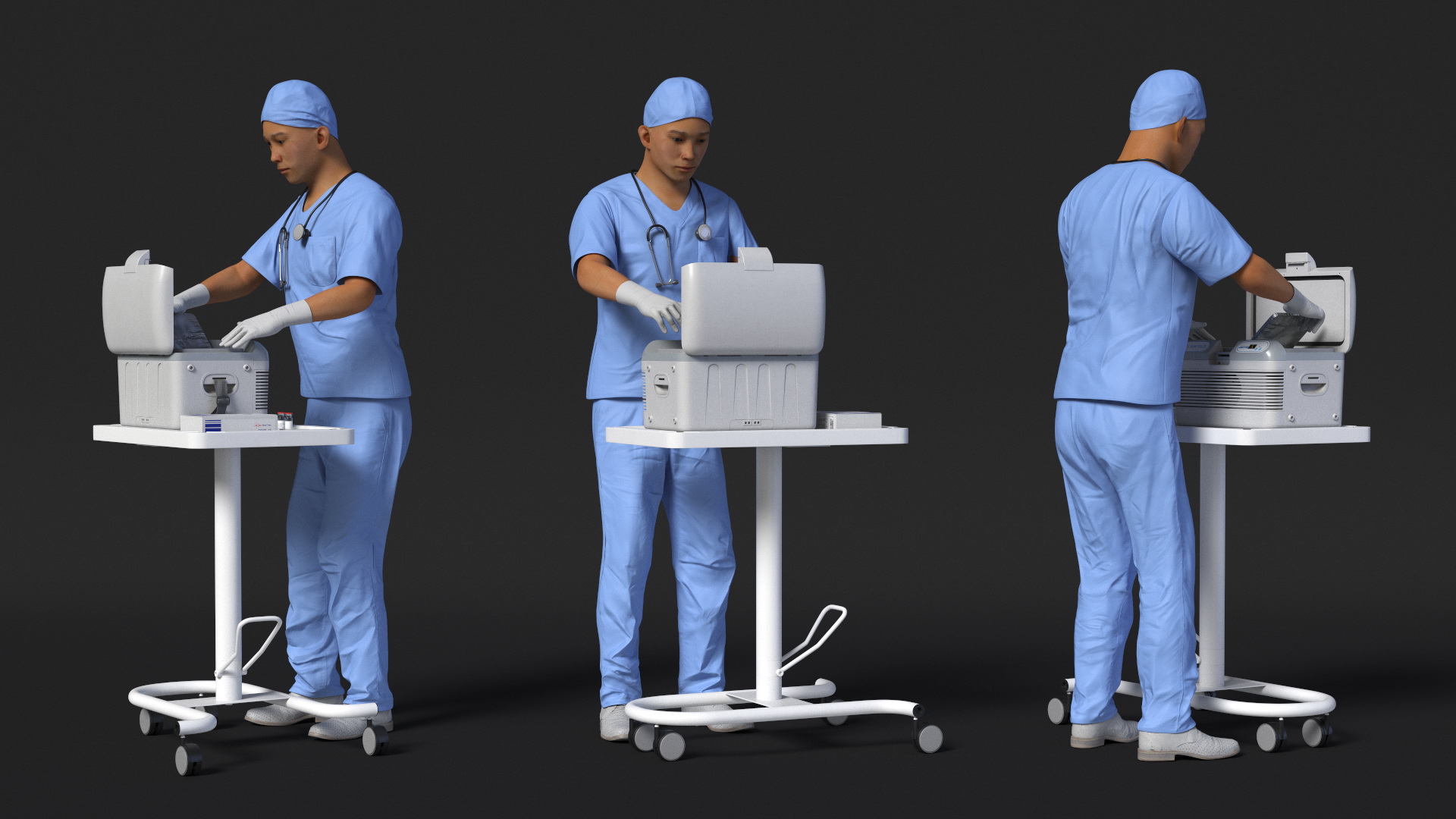 3D model Healthcare Worker with Labcold Portable Vaccine Carrier