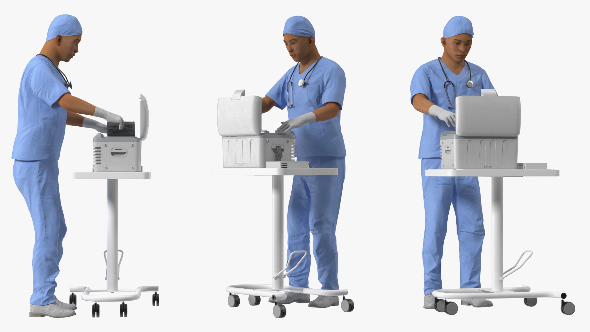 3D model Healthcare Worker with Labcold Portable Vaccine Carrier