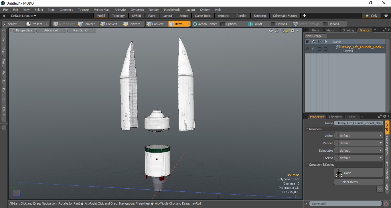 Heavy Lift Launch Rocket Stage-3 with Module 3D model