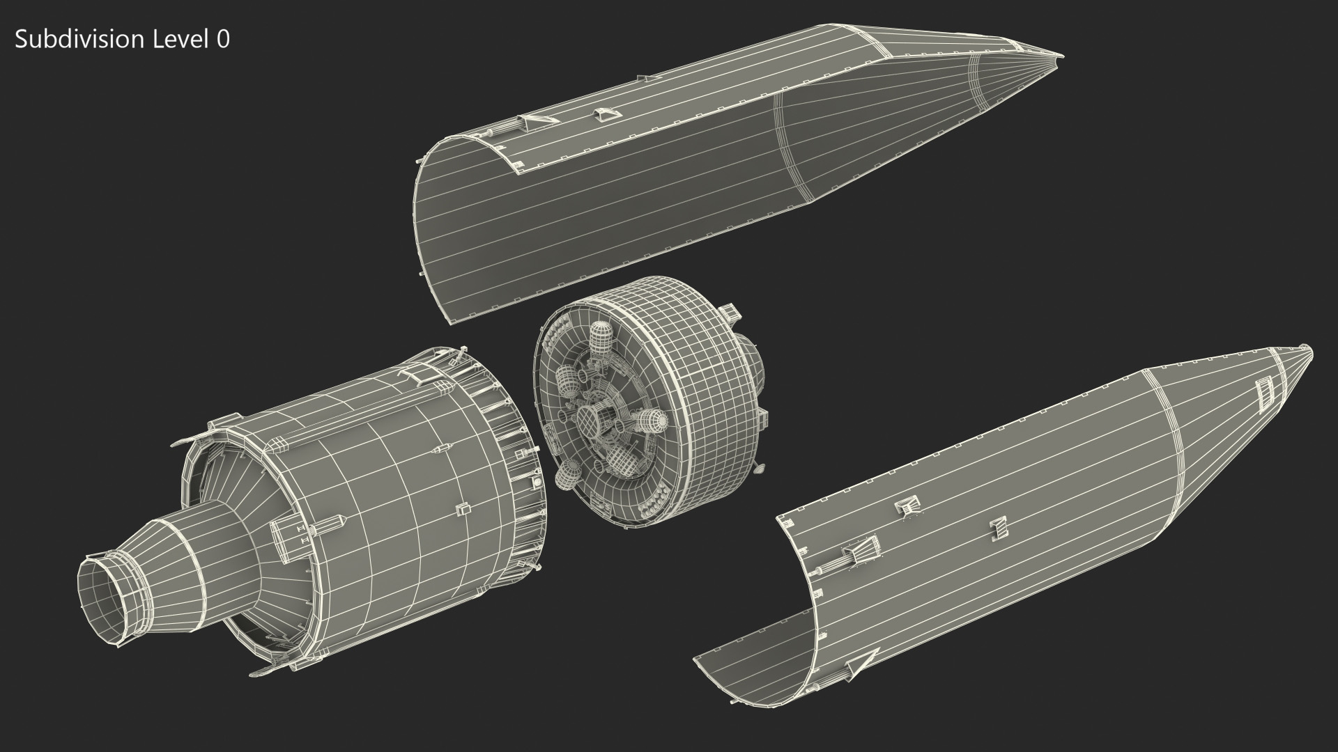 Heavy Lift Launch Rocket Stage-3 with Module 3D model