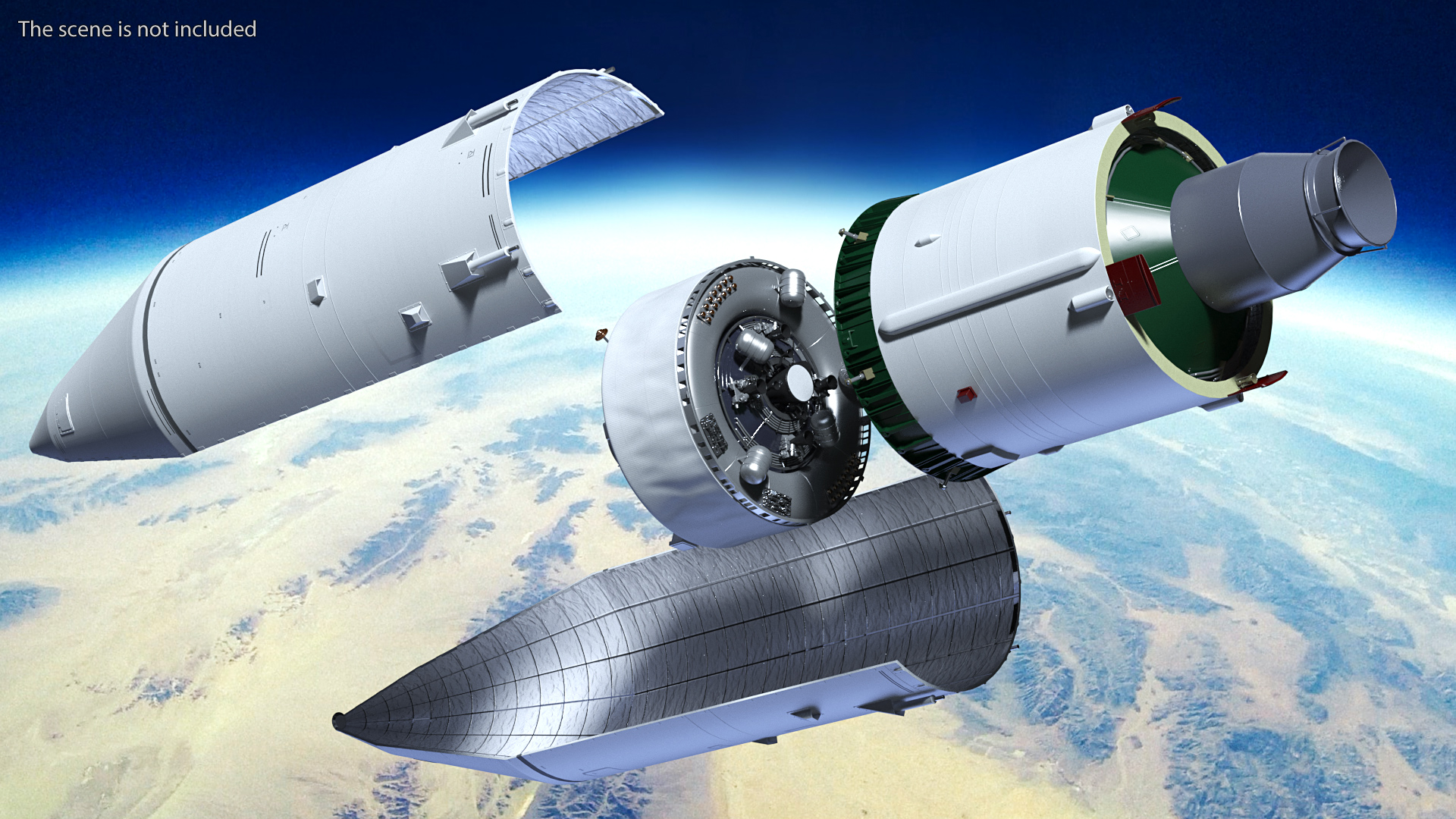 Heavy Lift Launch Rocket Stage-3 with Module 3D model