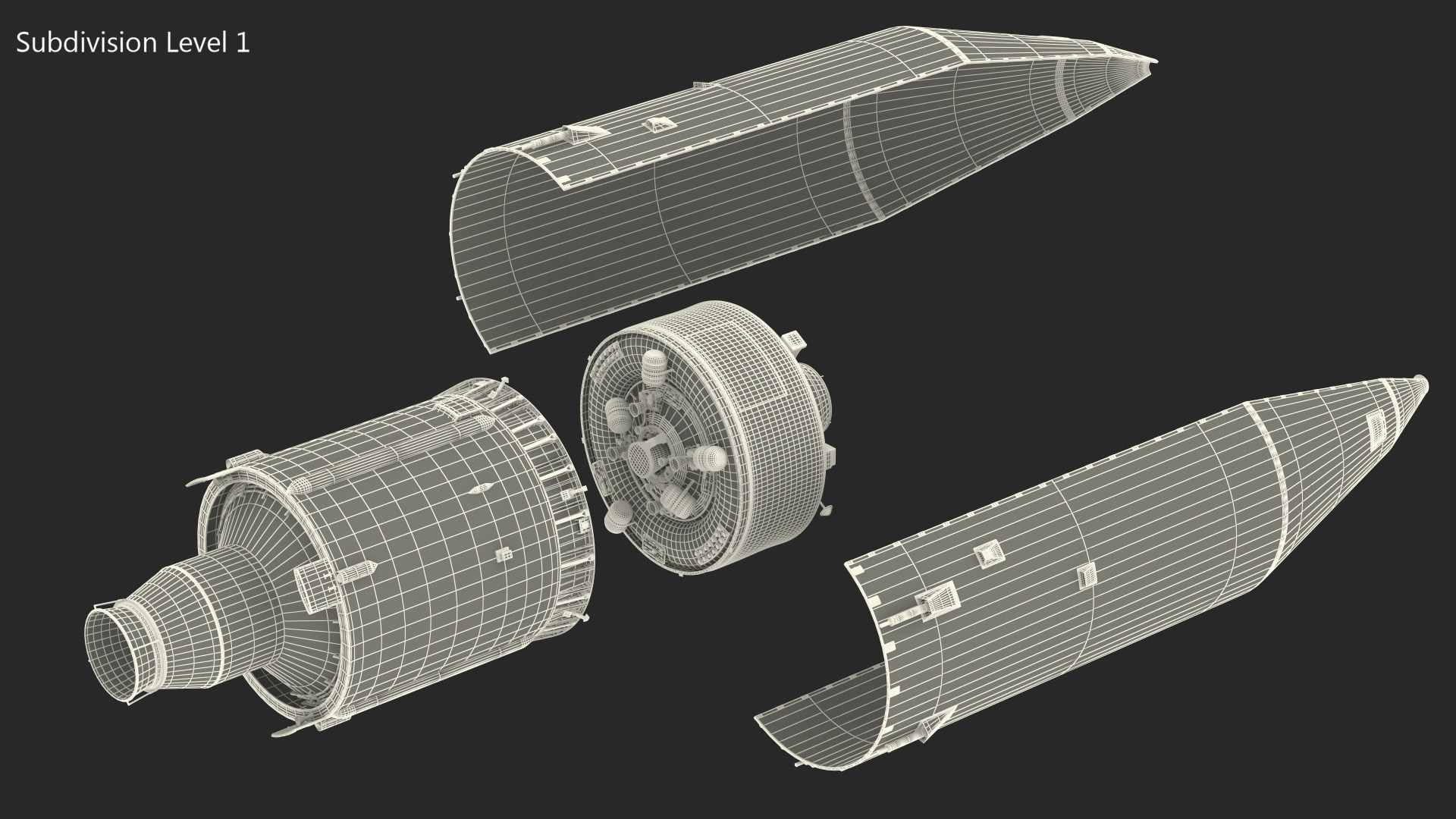 Heavy Lift Launch Rocket Stage-3 with Module 3D model