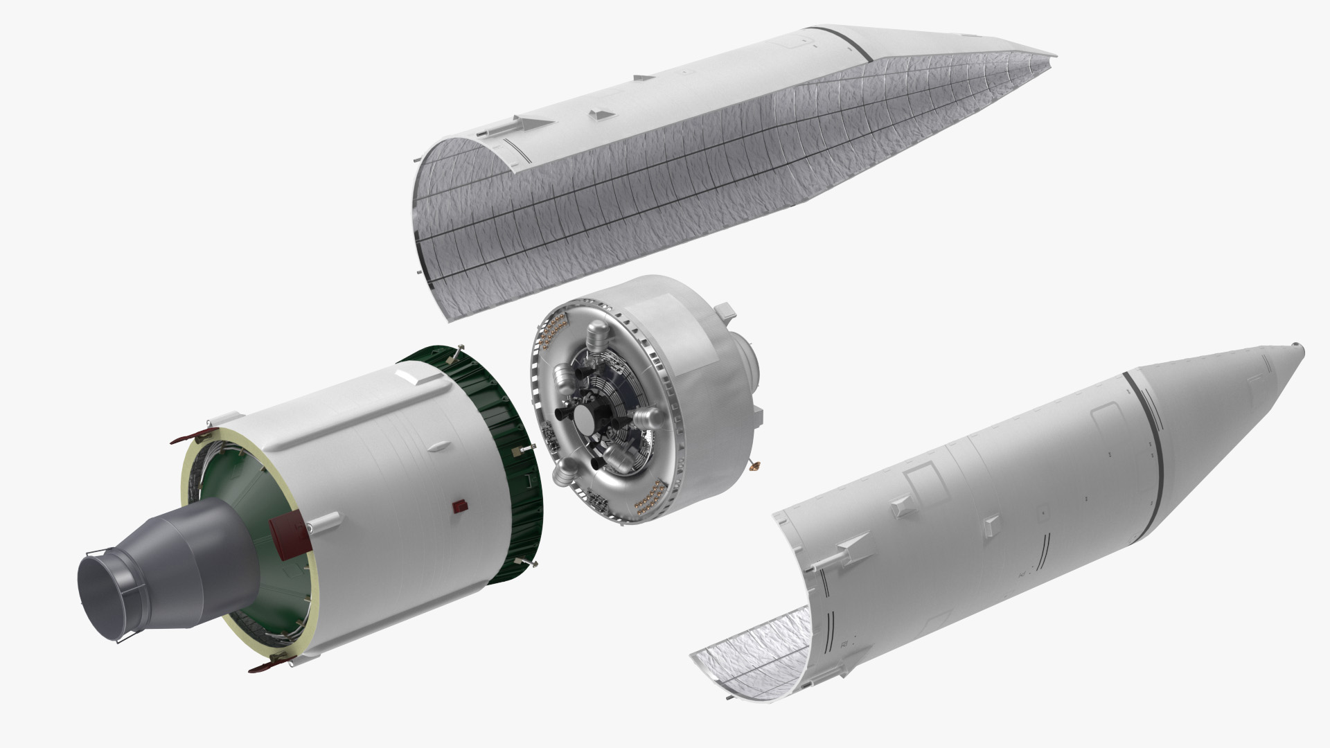 Heavy Lift Launch Rocket Stage-3 with Module 3D model