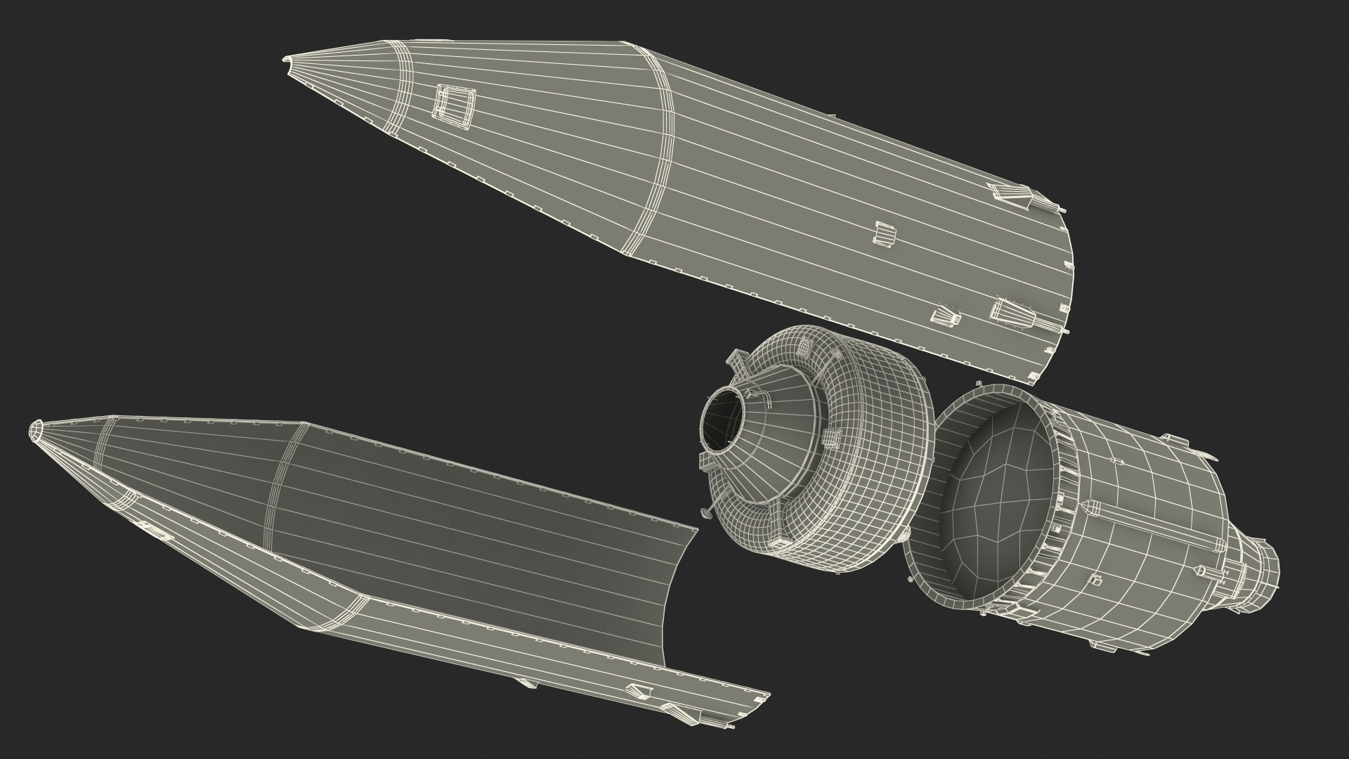Heavy Lift Launch Rocket Stage-3 with Module 3D model