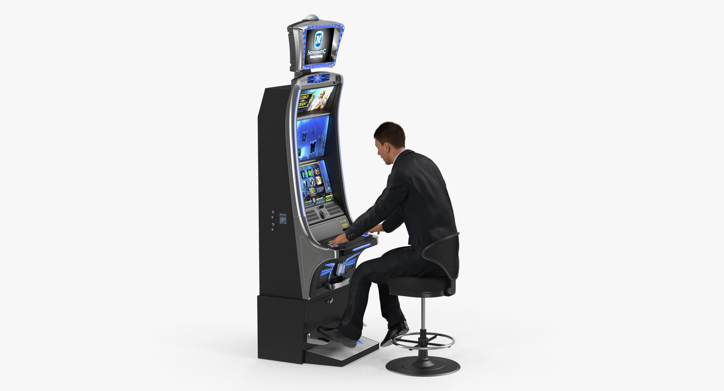Man Gambling at Slot Machine Rigged with Fur 3D model