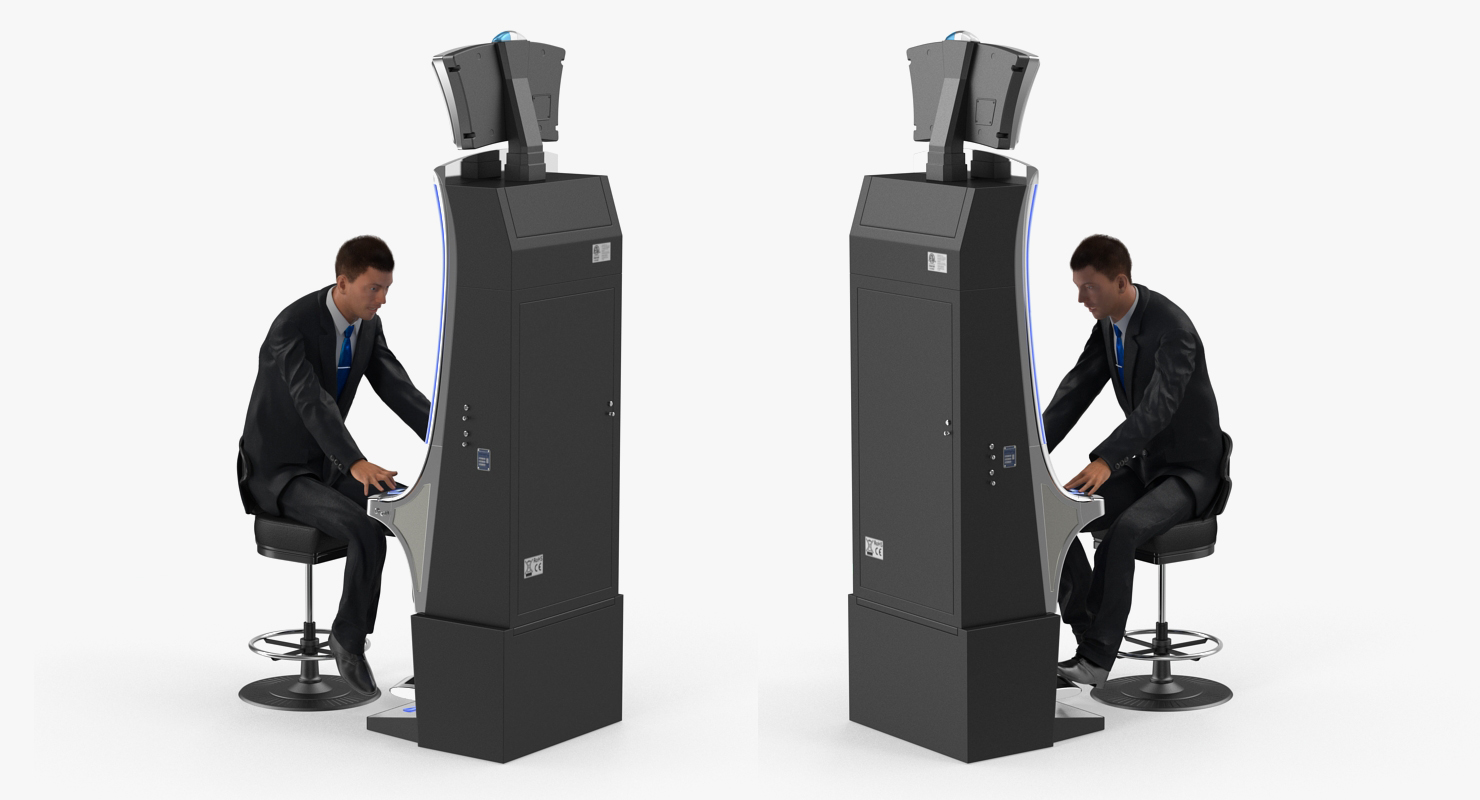 Man Gambling at Slot Machine Rigged with Fur 3D model