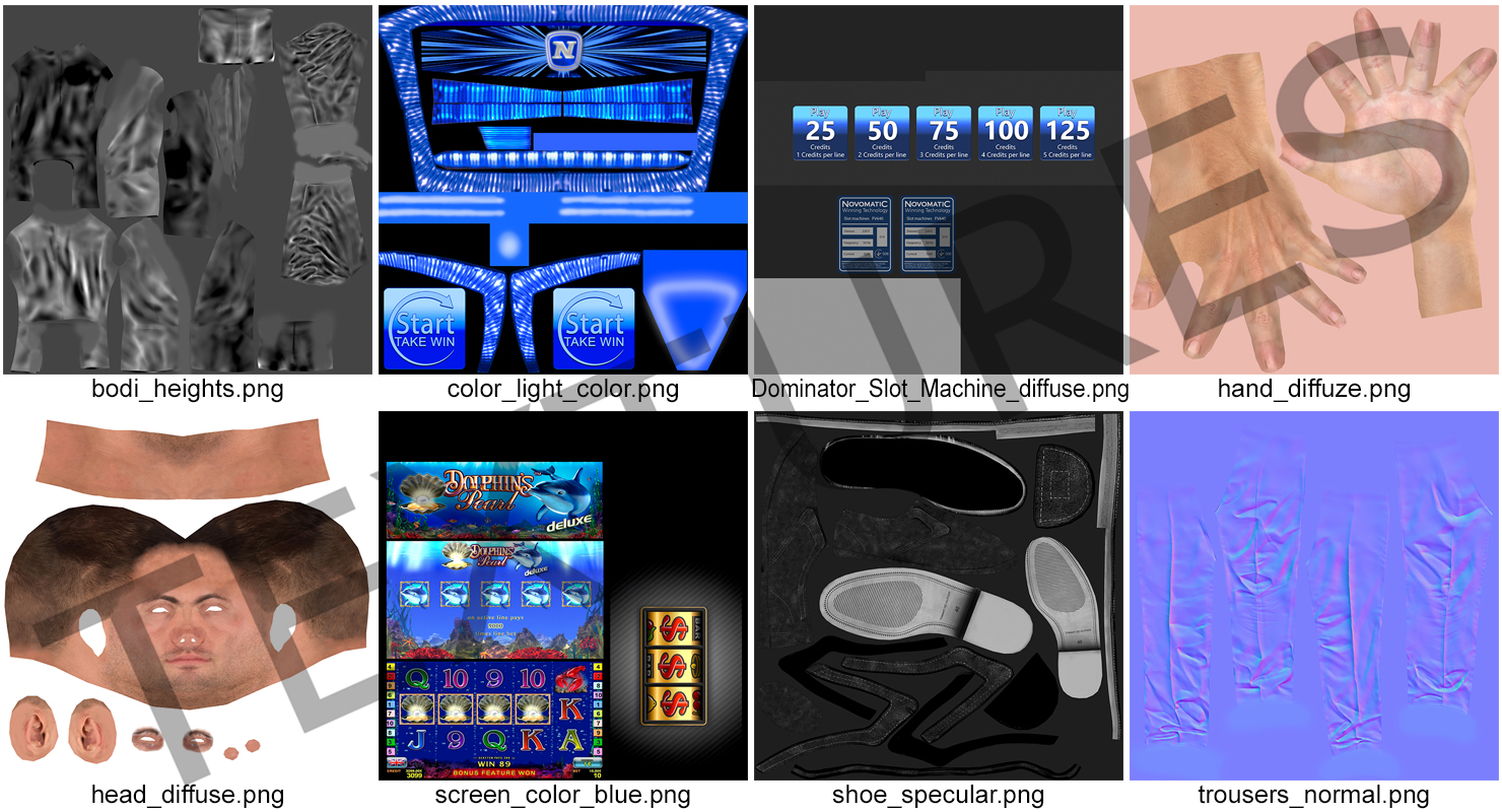 Man Gambling at Slot Machine Rigged with Fur 3D model
