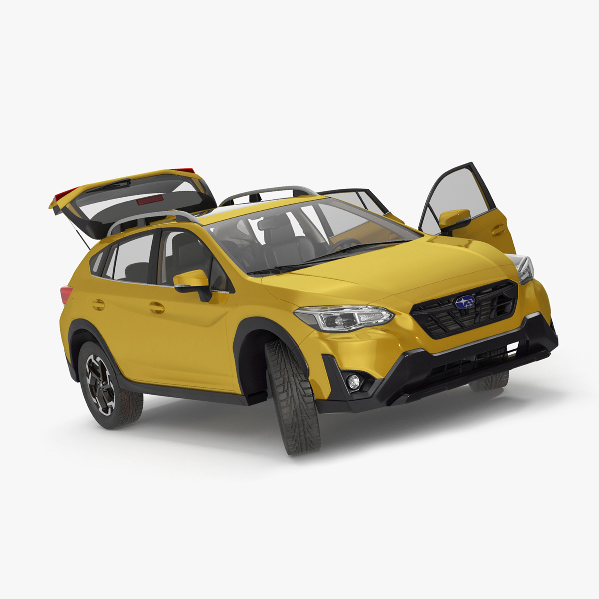 3D 2020 Subaru XV Crosstrek SUV Yellow Rigged for Maya