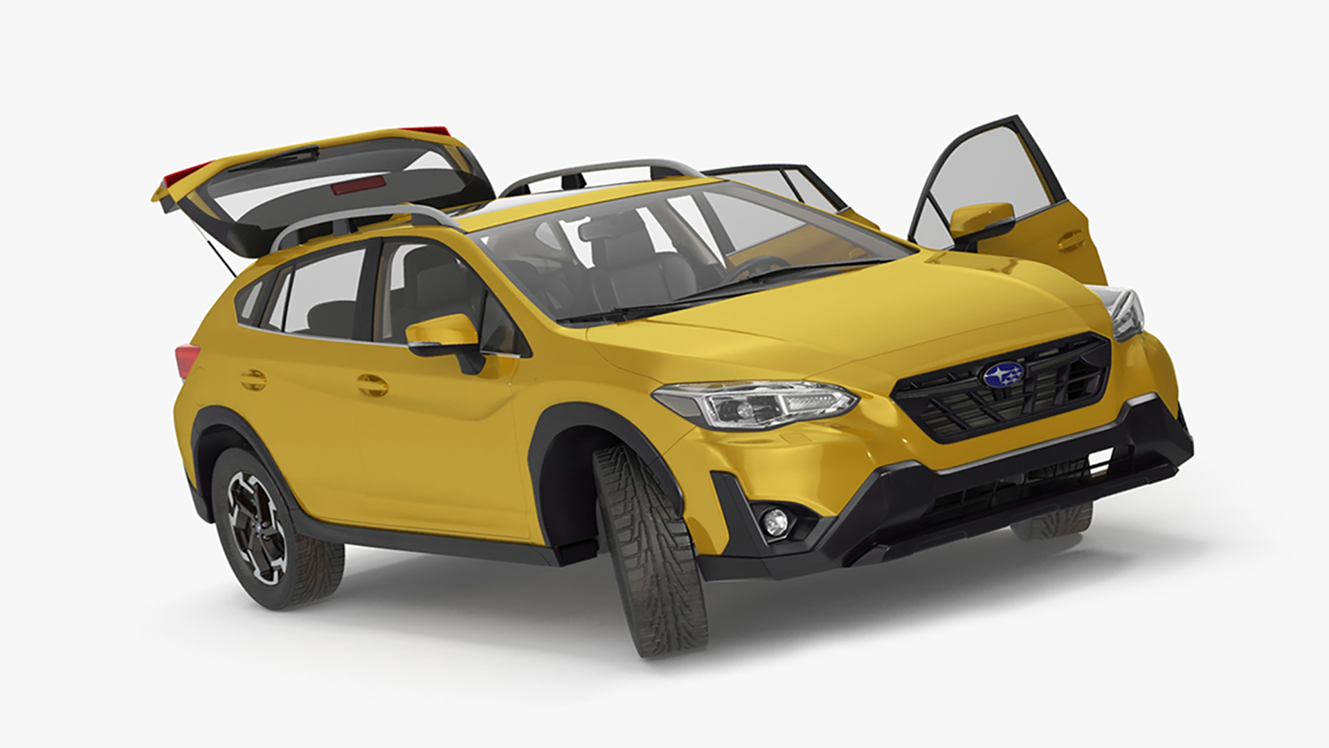 3D 2020 Subaru XV Crosstrek SUV Yellow Rigged for Maya