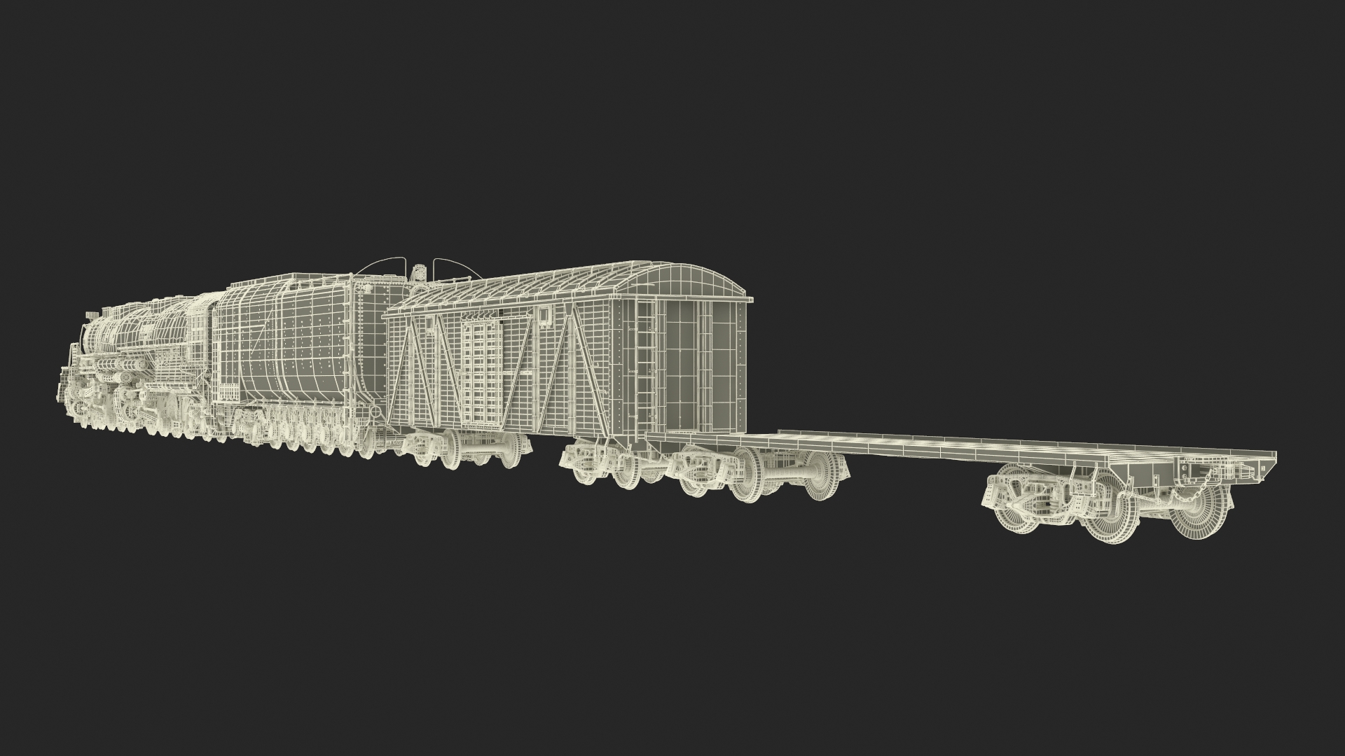 Locomotive Big Boy with Freight Train 3D