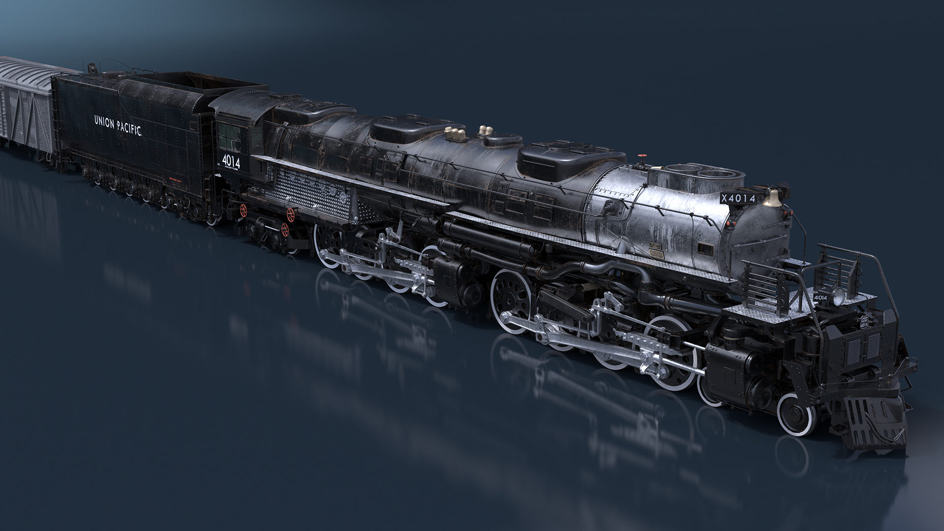 Locomotive Big Boy with Freight Train 3D