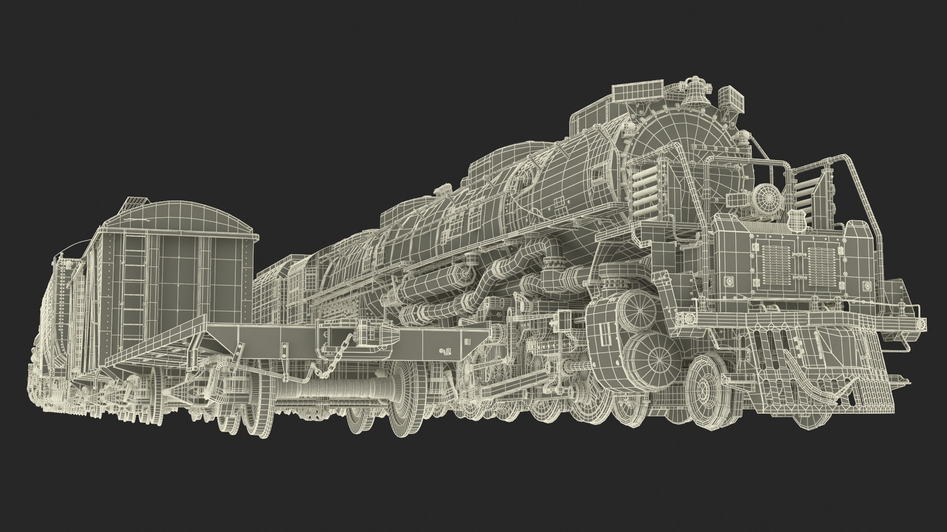 Locomotive Big Boy with Freight Train 3D