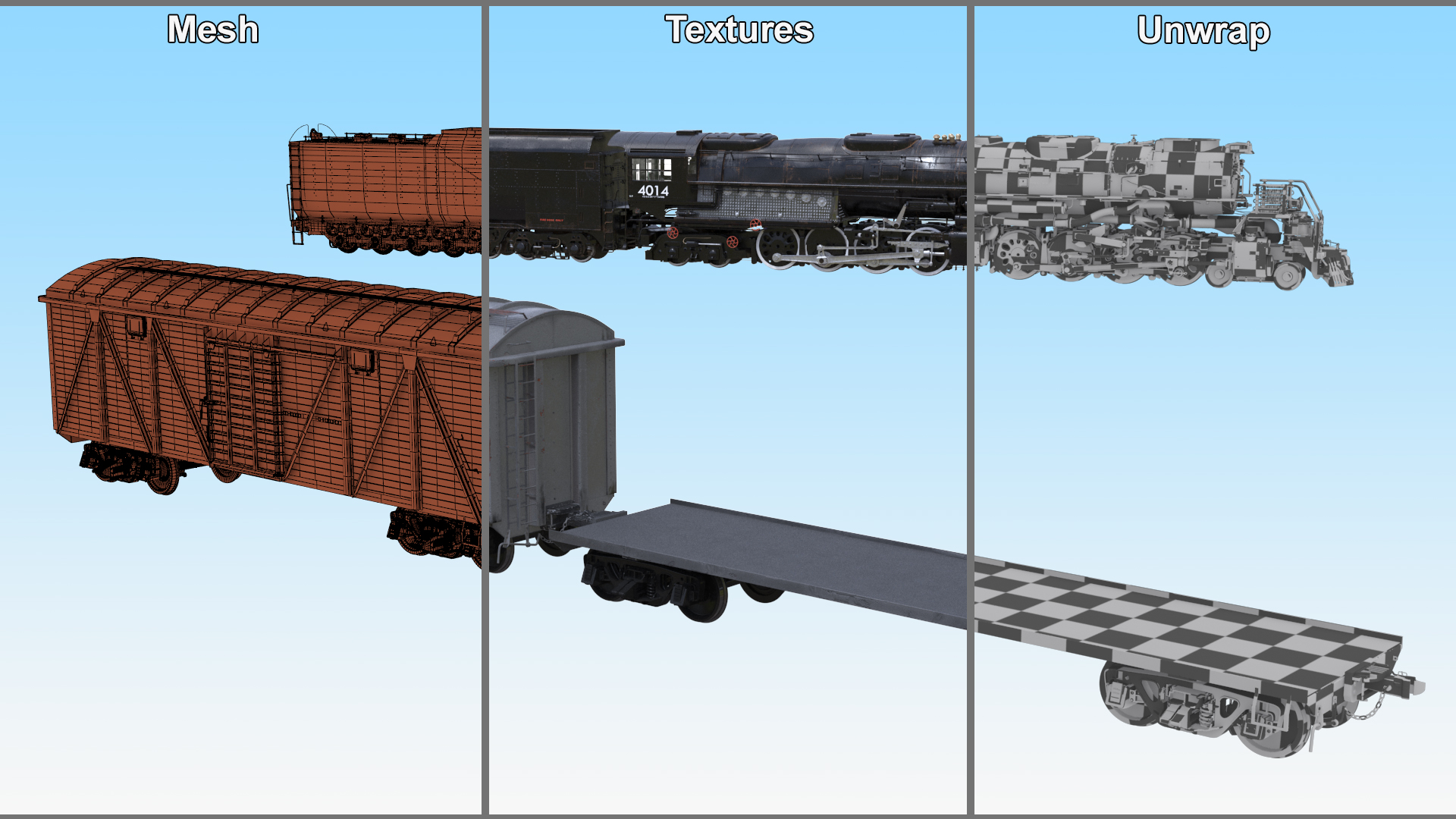 Locomotive Big Boy with Freight Train 3D