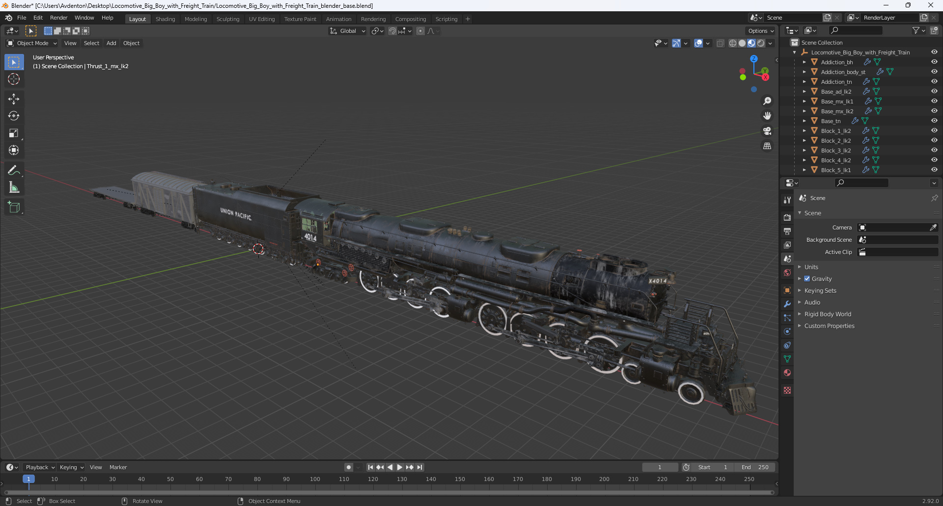 Locomotive Big Boy with Freight Train 3D