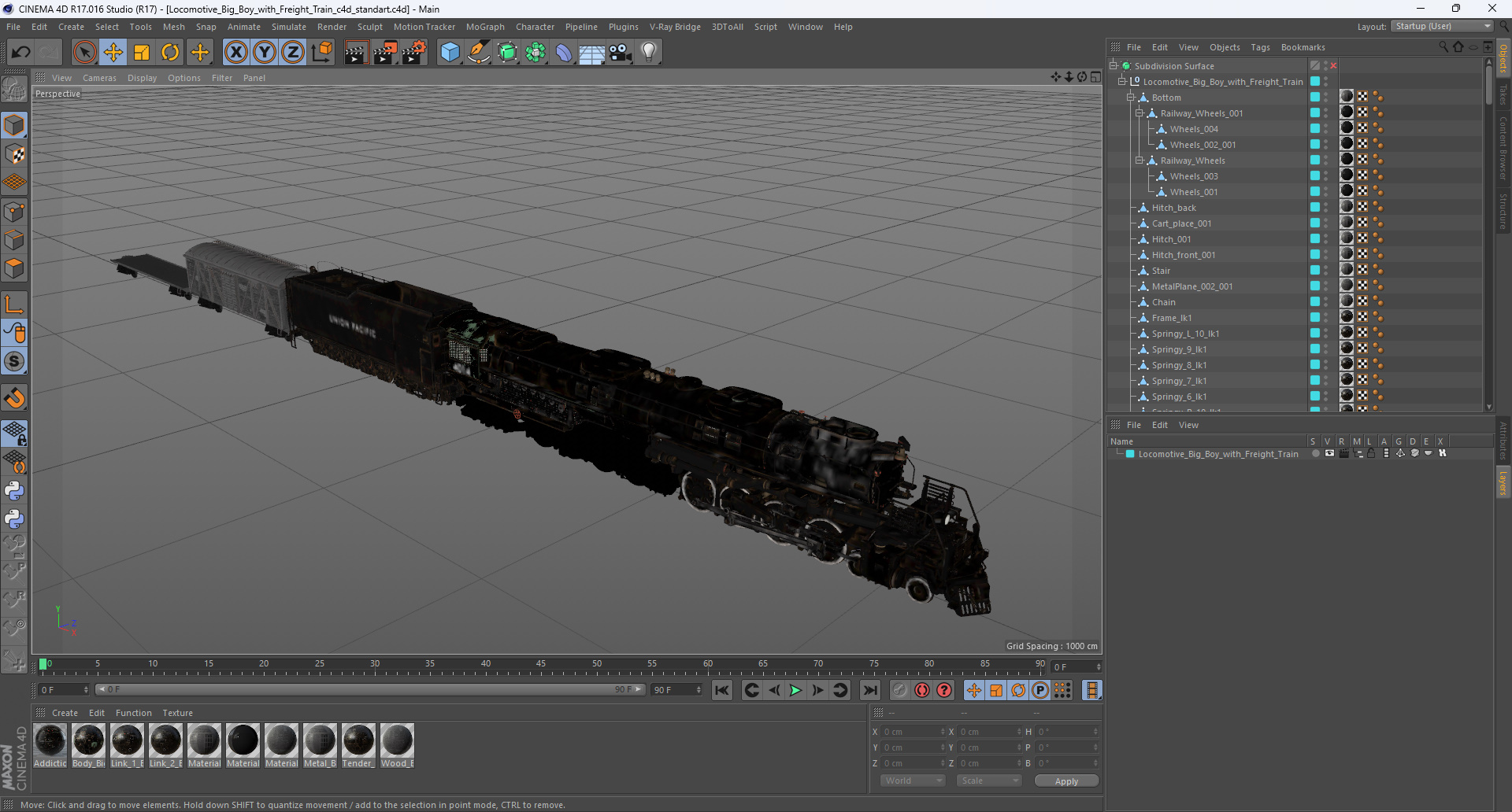 Locomotive Big Boy with Freight Train 3D