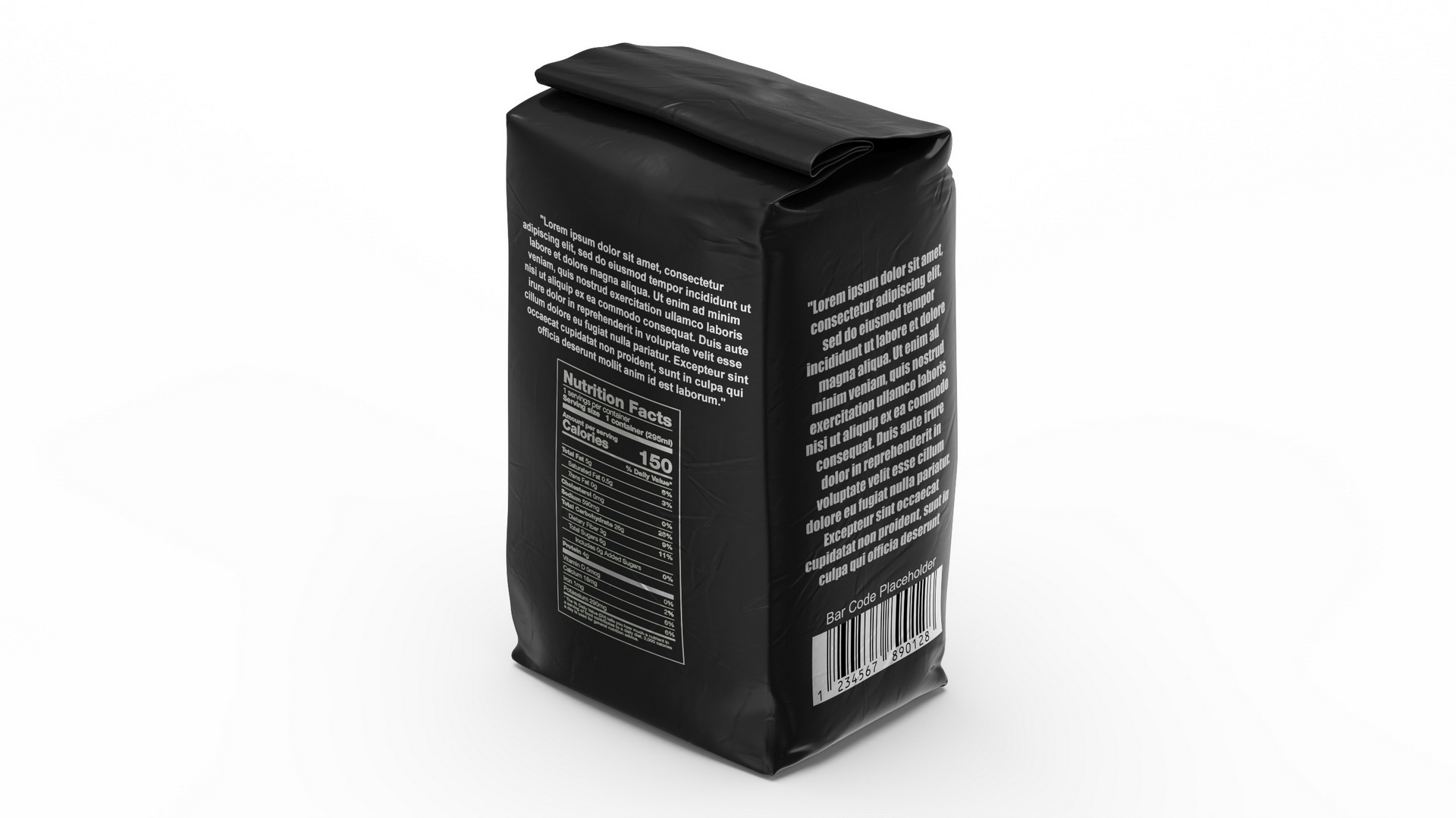 Foil Package 2lb Mockup Black 3D model