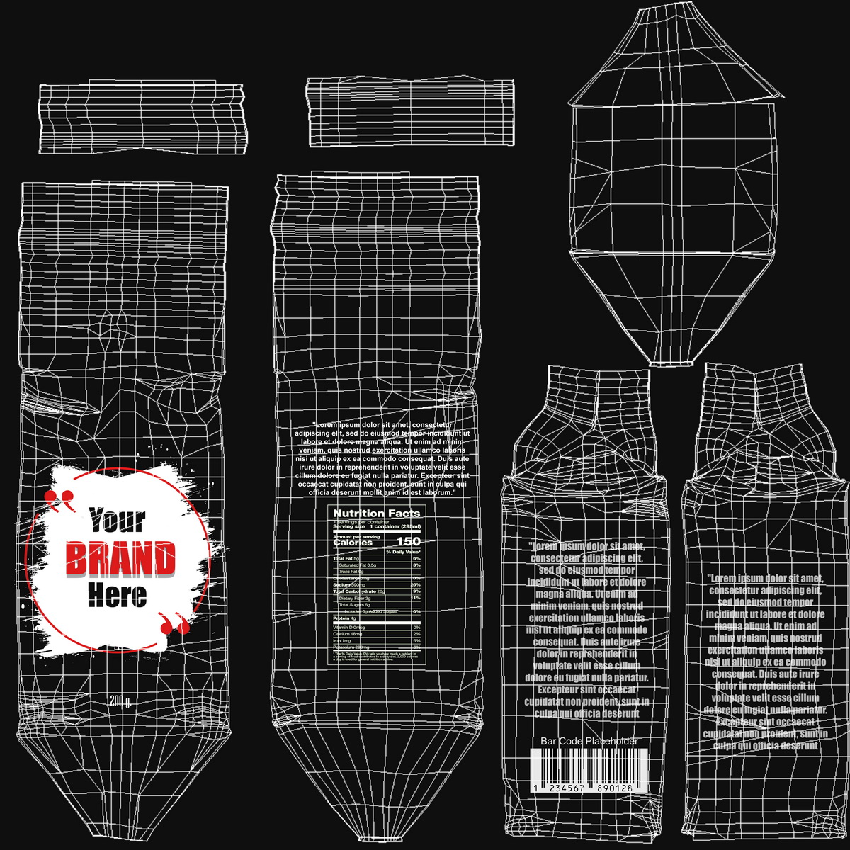 Foil Package 2lb Mockup Black 3D model