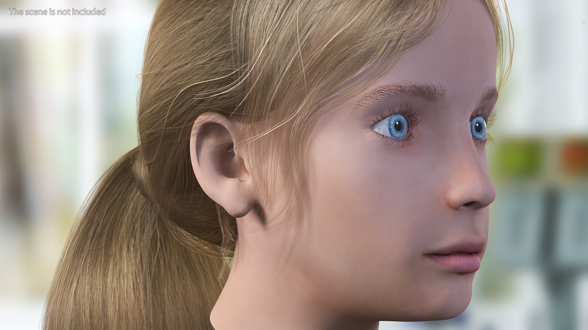 Kid Girl Head Fur 3D