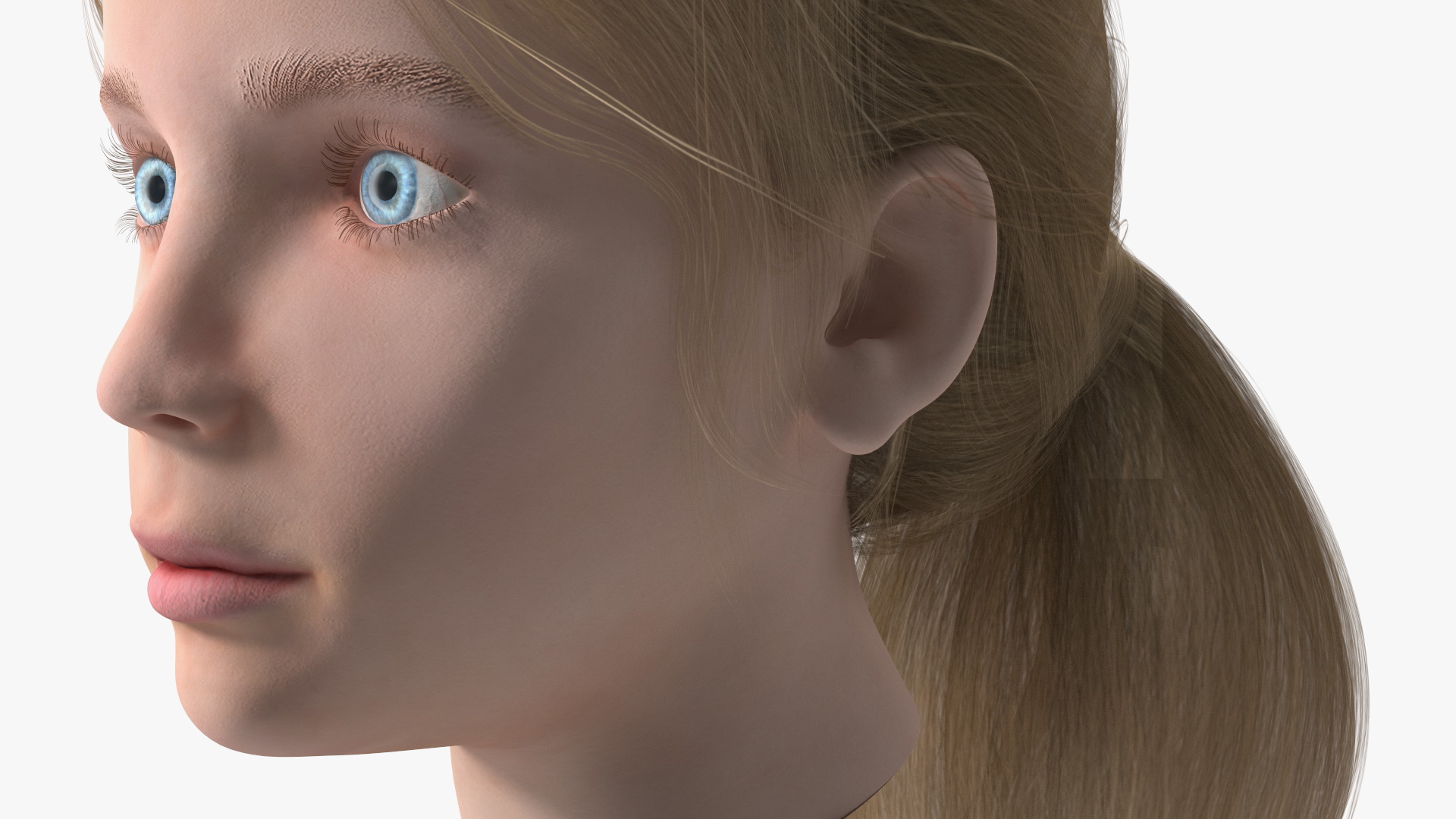 Kid Girl Head Fur 3D