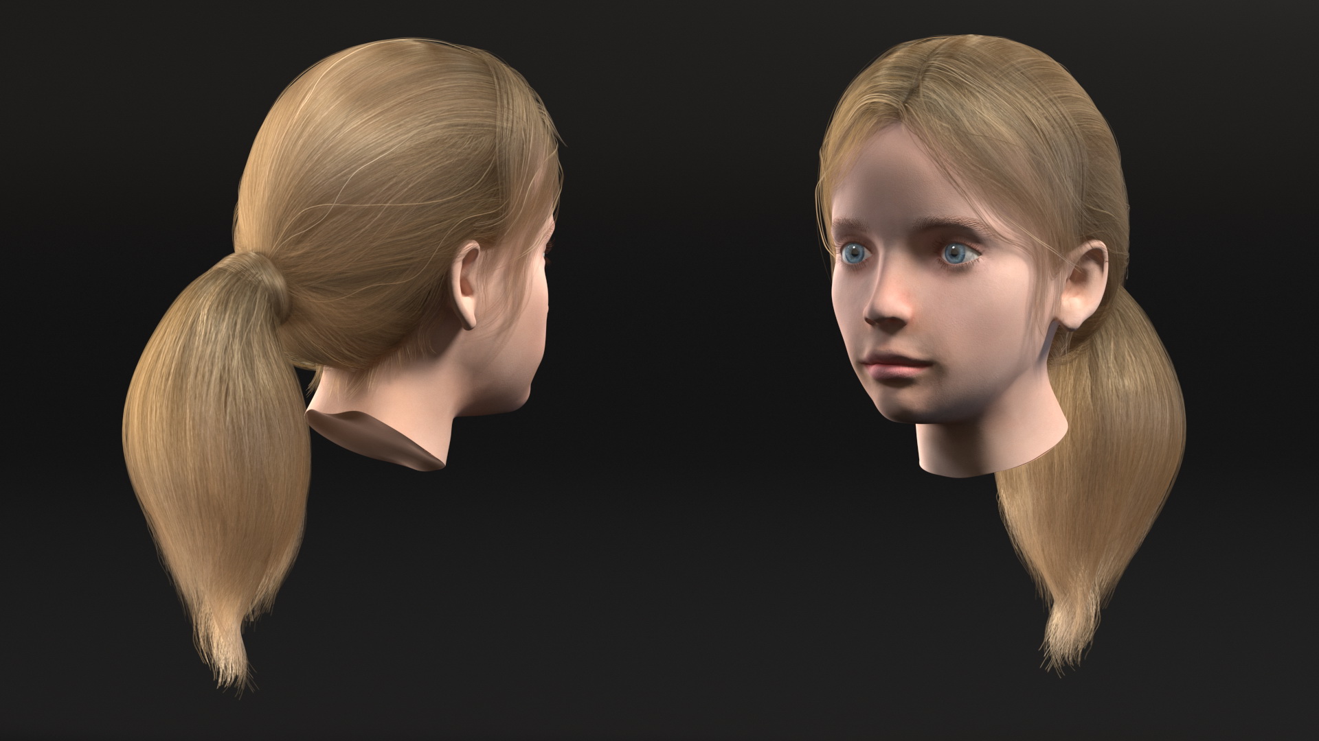 Kid Girl Head Fur 3D